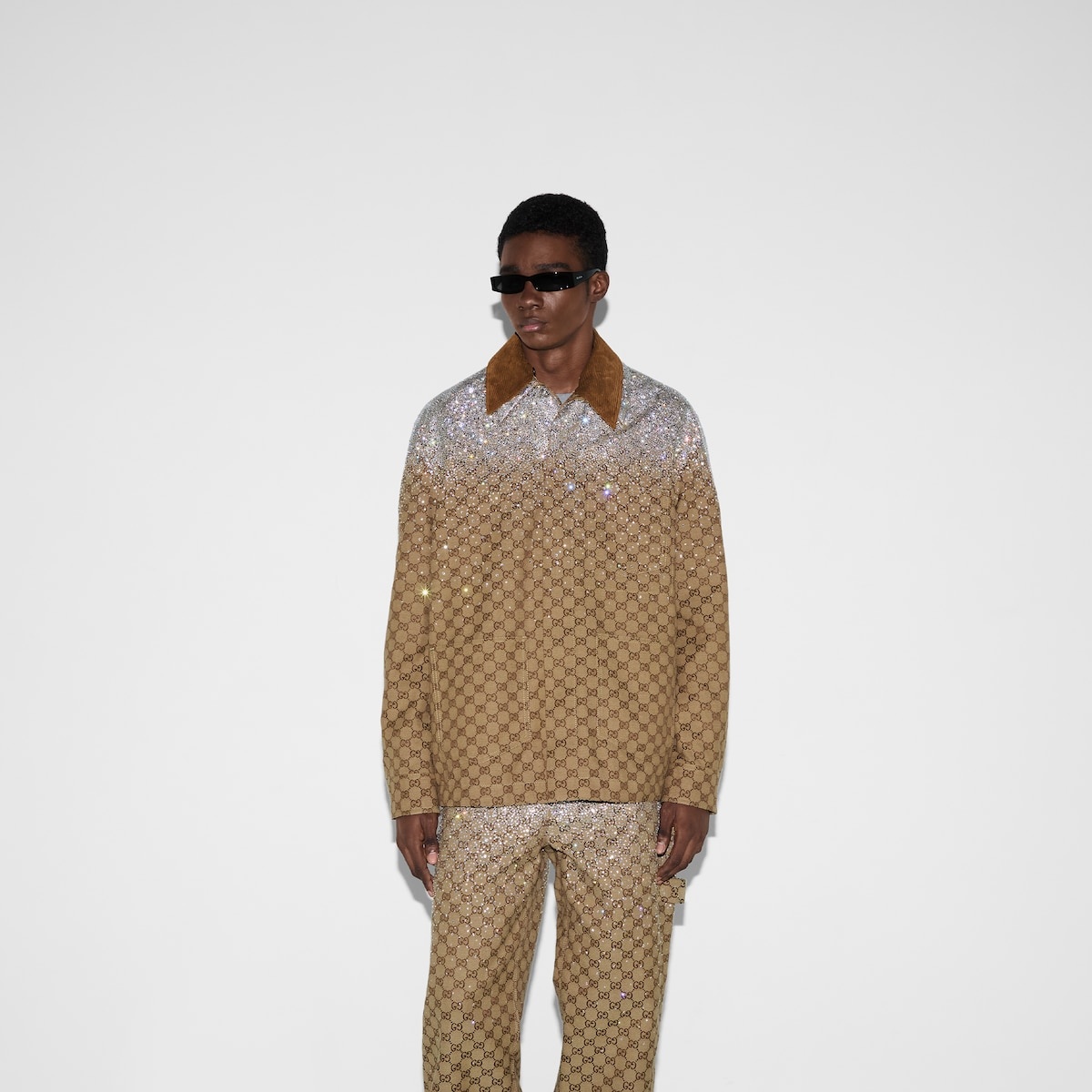 Embossed GG canvas jacket with crystals - 3