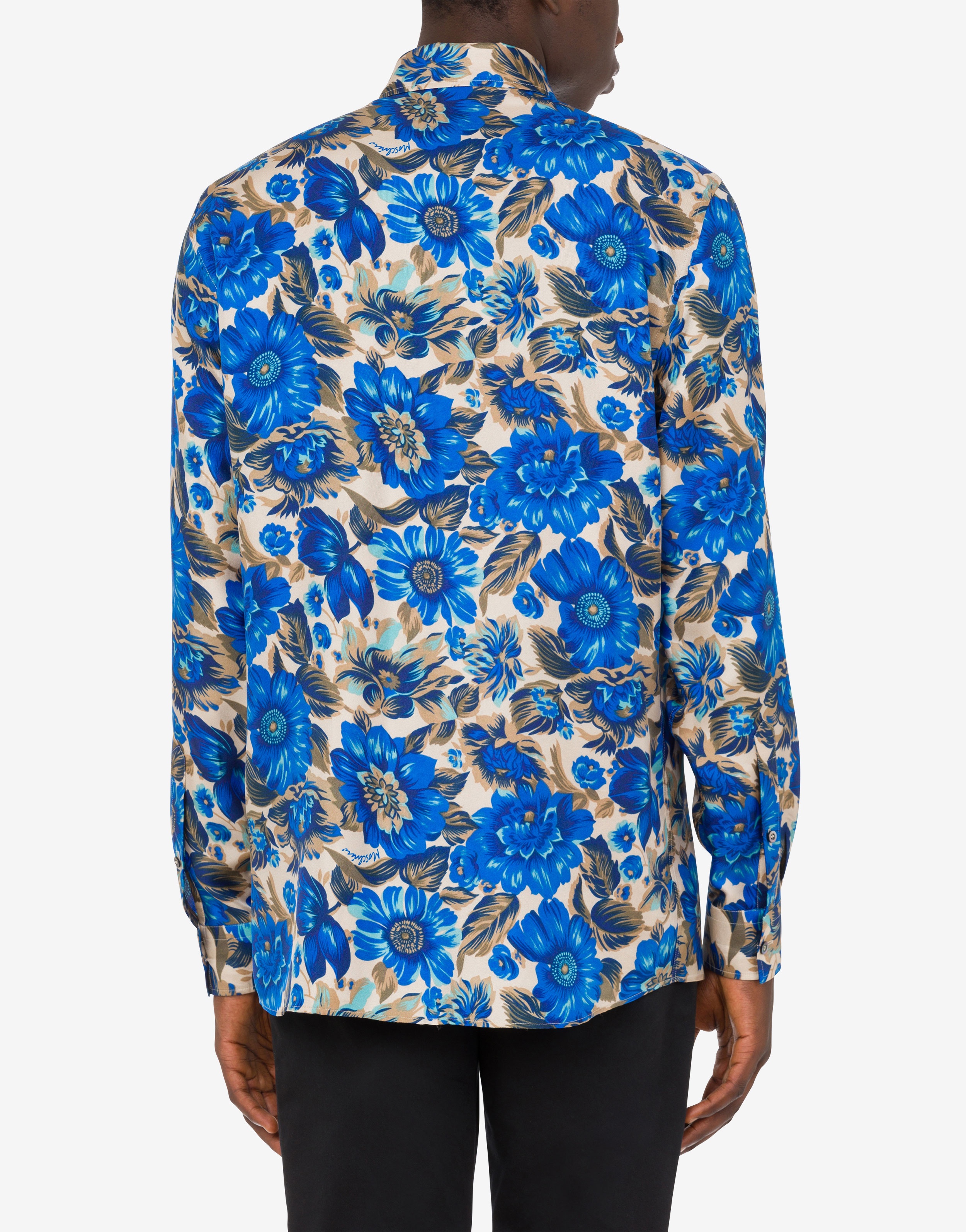 ALLOVER BLUE FLOWERS SILK SHIRT - 3