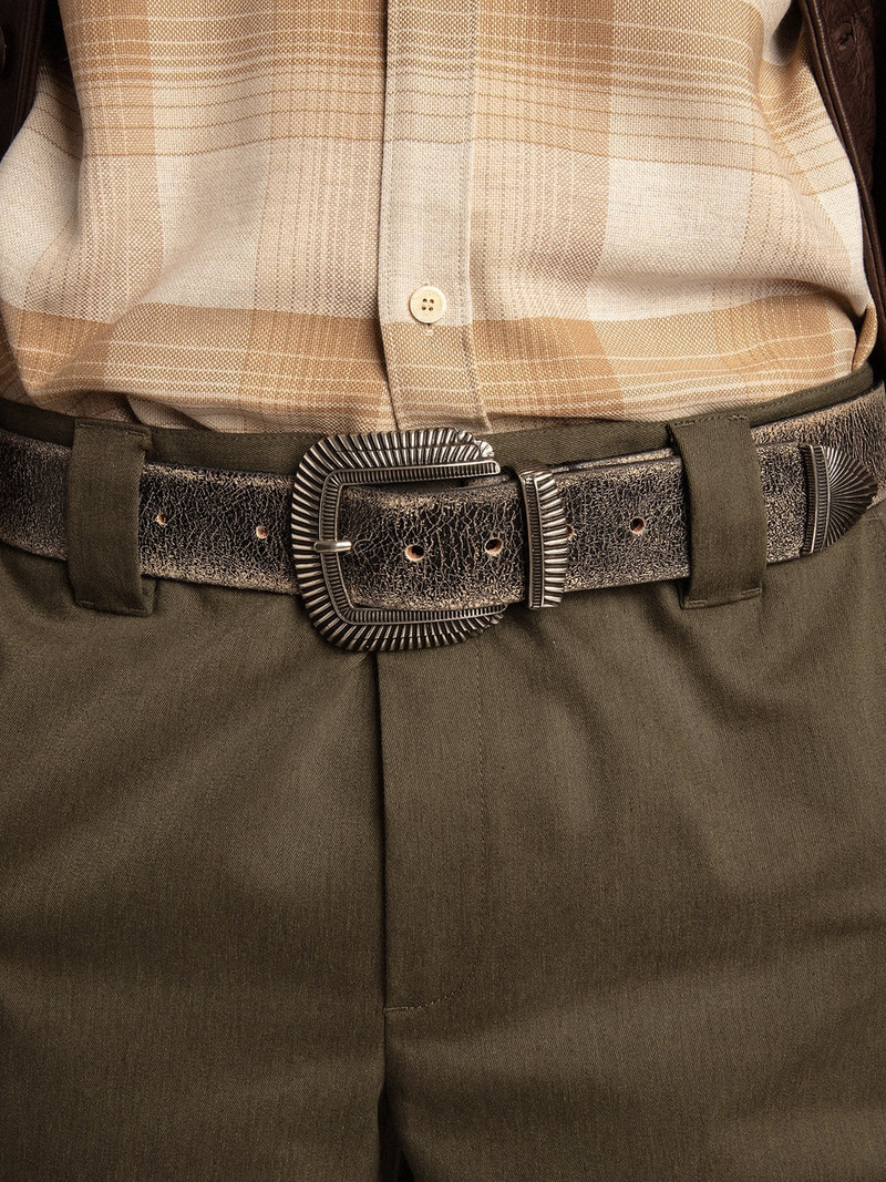 Golden Goose Men's belt in black leather with decorated buckle outlook