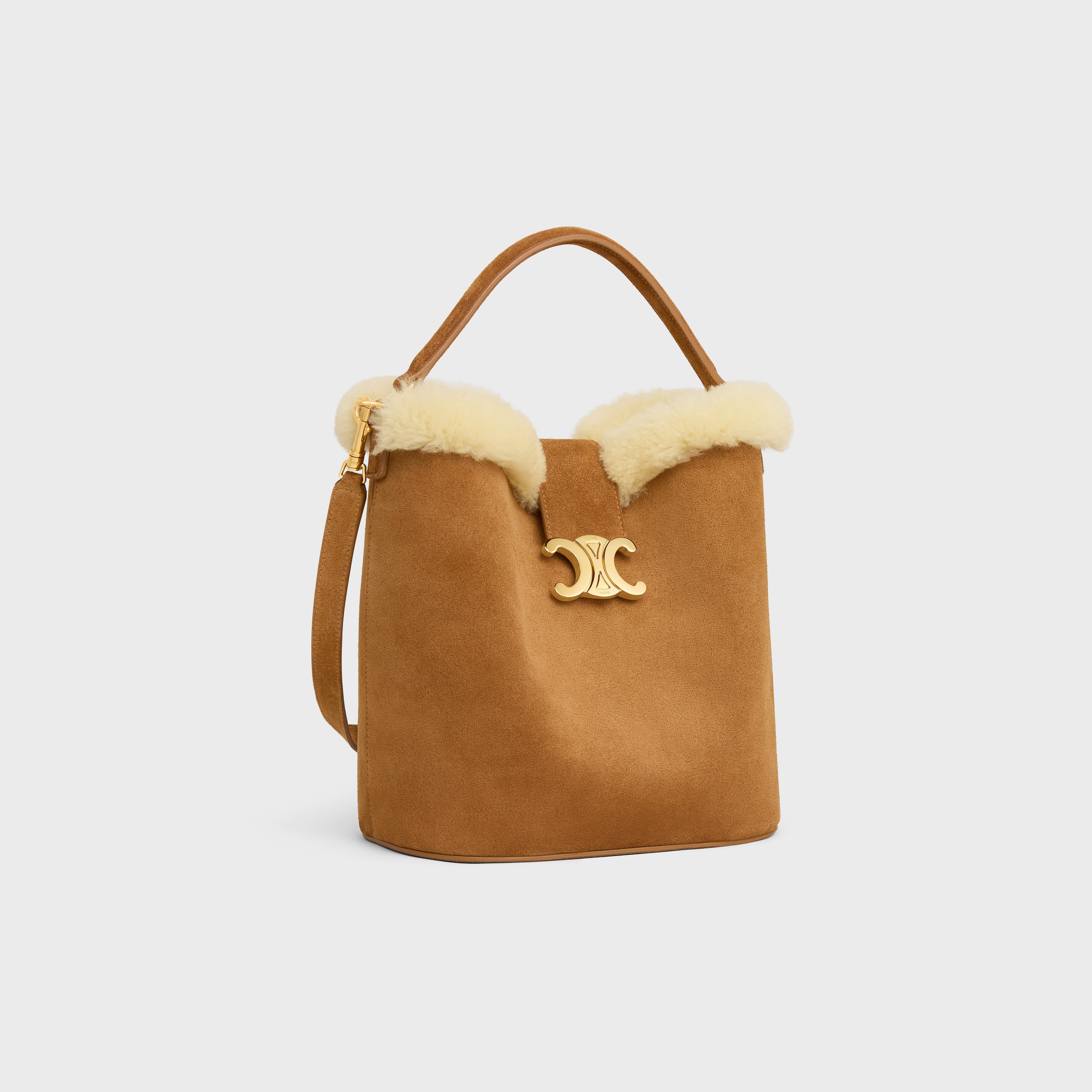 MEDIUM LOUISE BAG in SUEDE CALFSKIN AND SHEARLING - 2