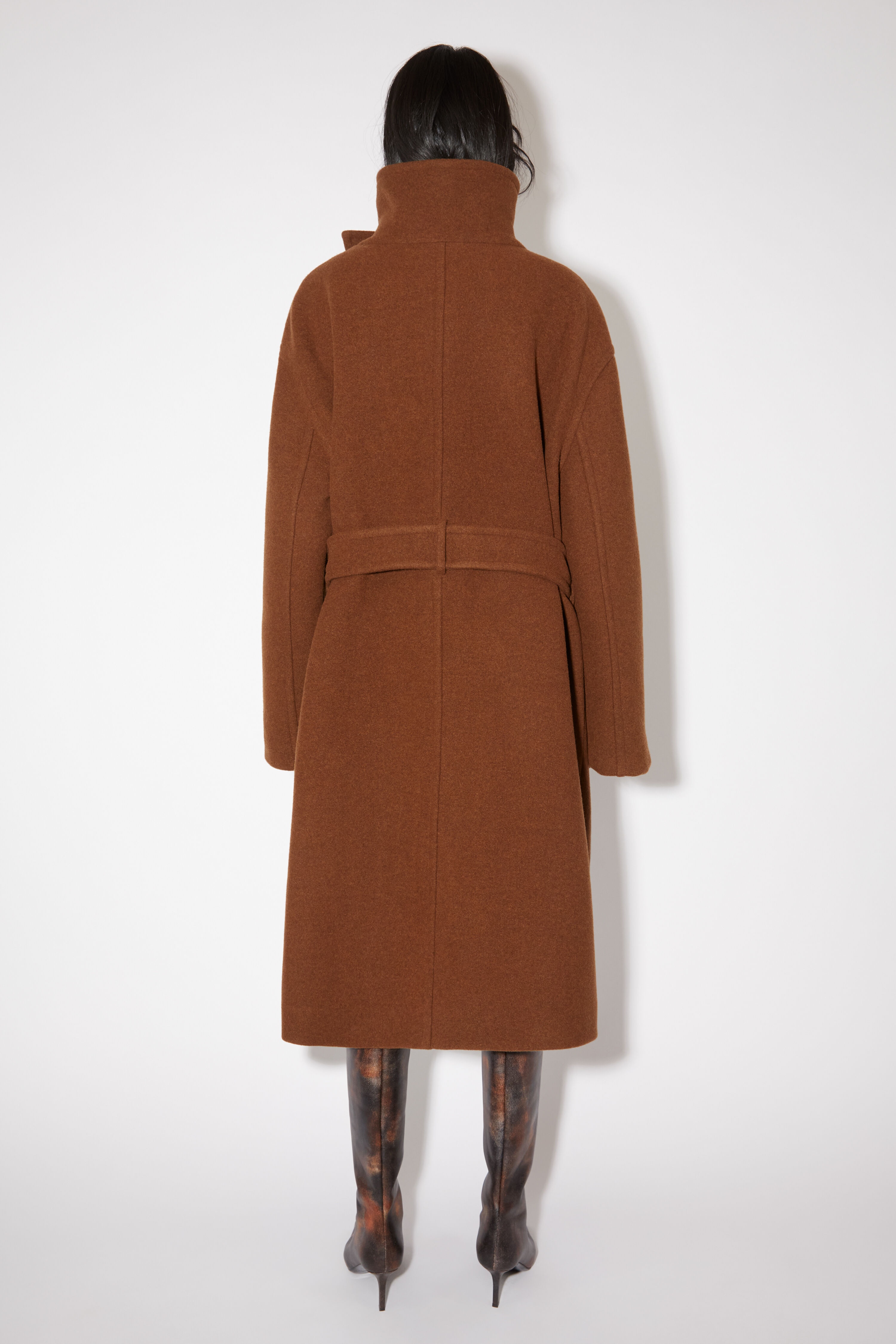 Double-breasted belted wool coat - Camel brown - 3