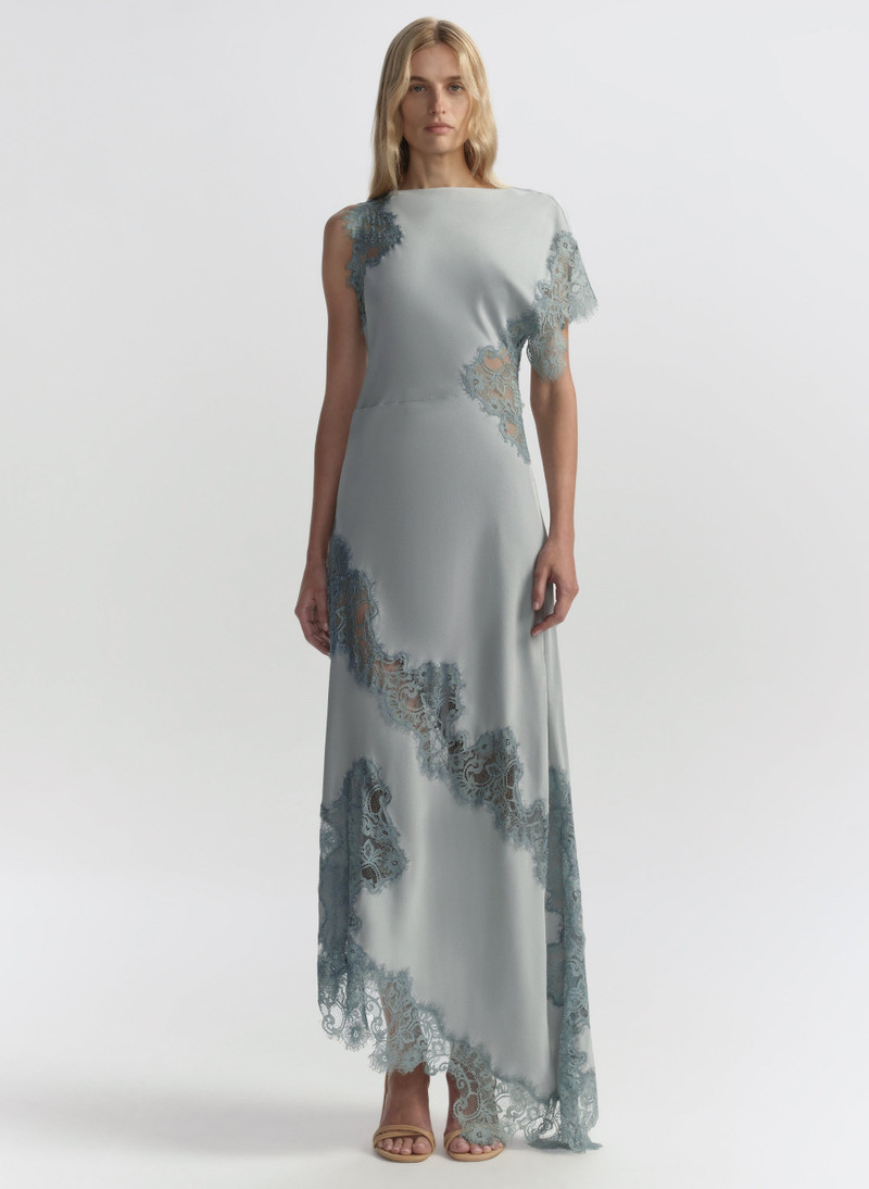 A.L.C. Alessia Textured Satin and Lace Maxi Dress outlook