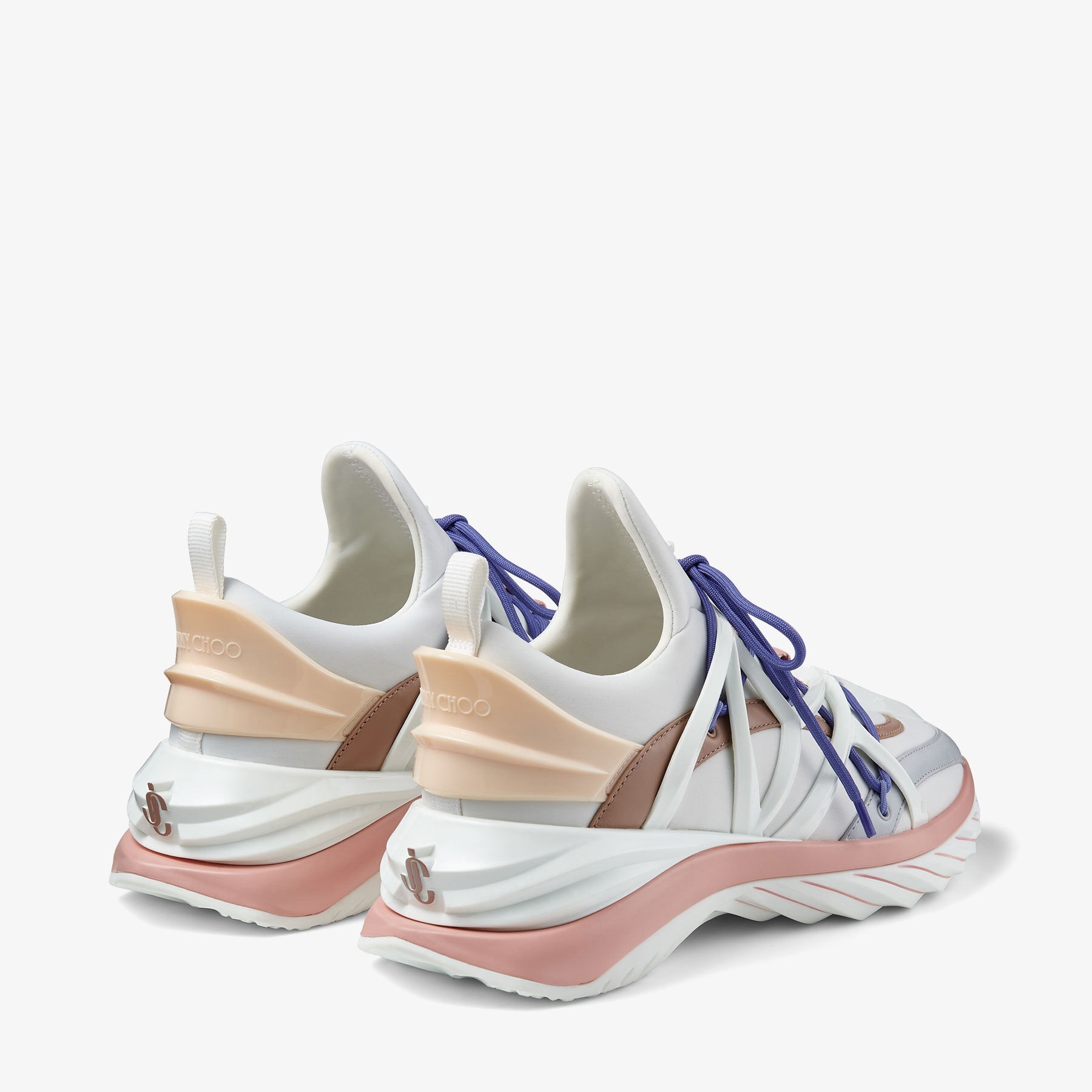 Cosmos/F
White and Ballet Pink Leather and Neoprene Low-Top Trainers - 5