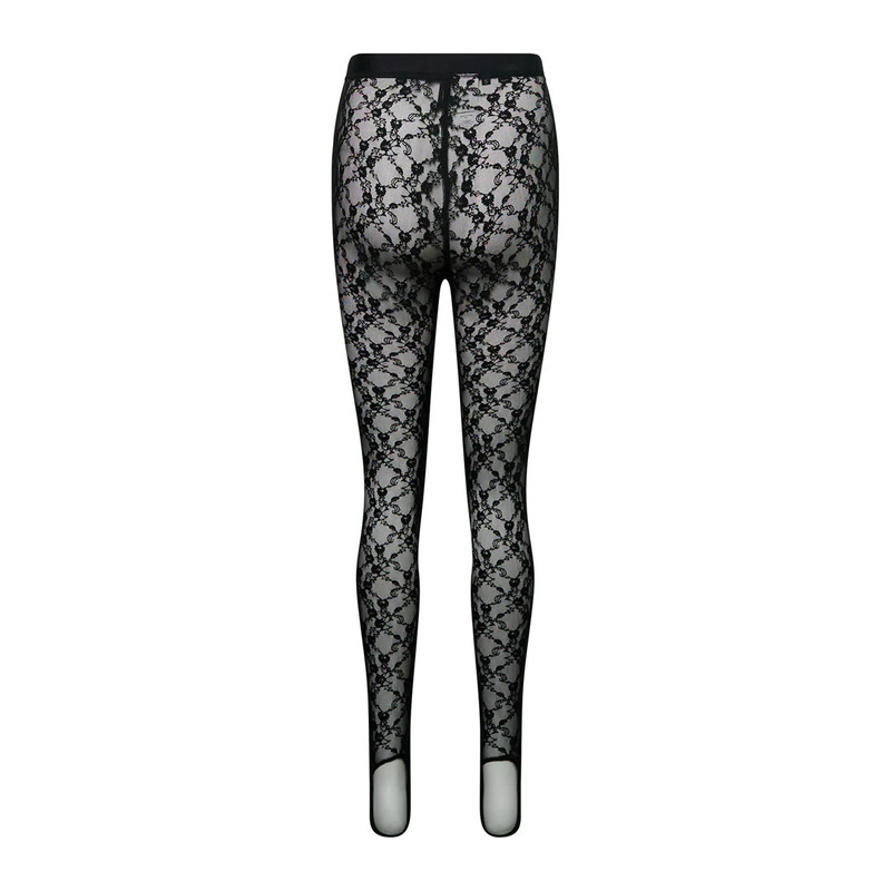 pushBUTTON Black Lace Star Patch Leggings outlook