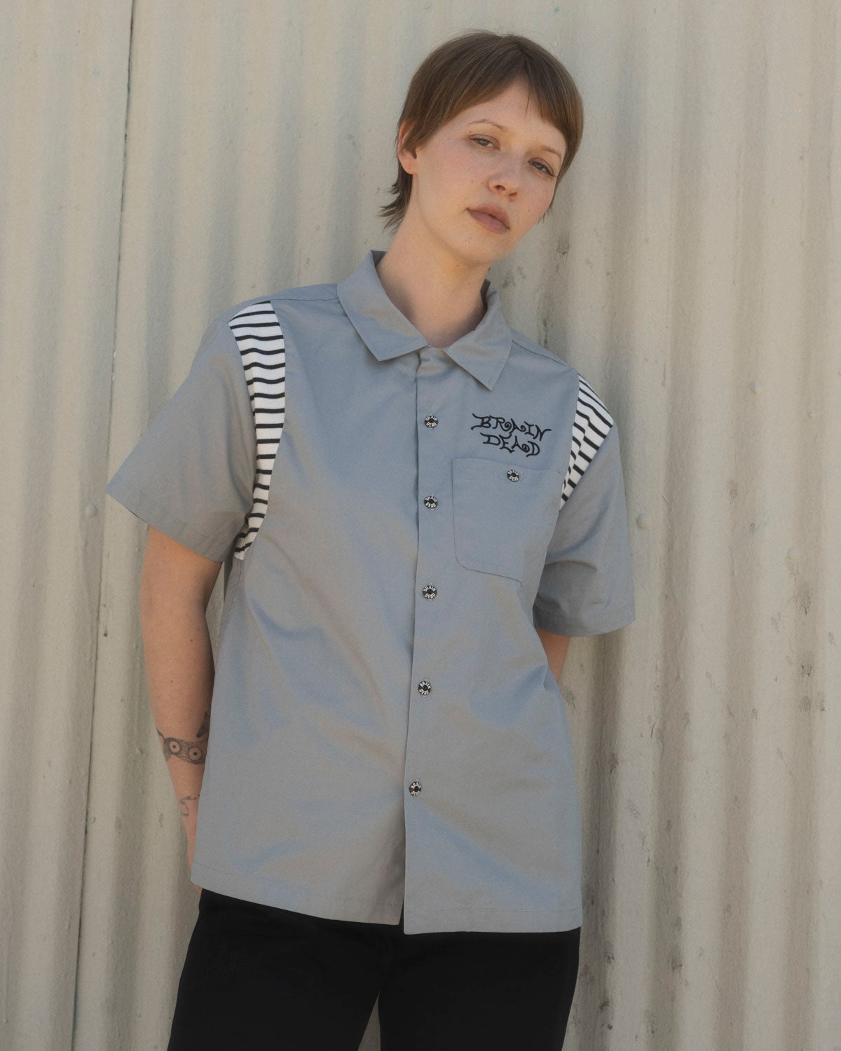 Cobra Flocked Bowling Shirt - Stone - 6