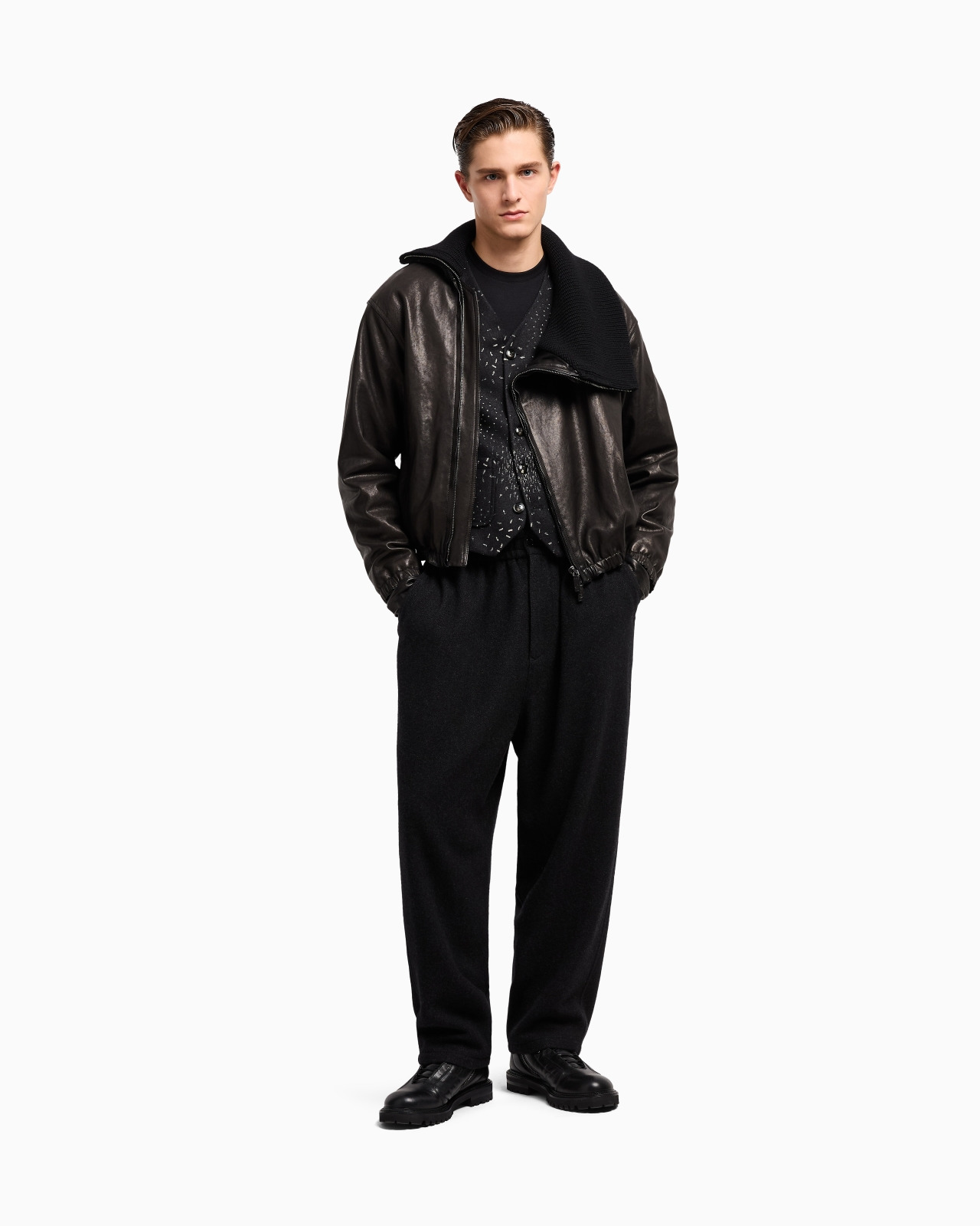 NAPPA LEATHER BOMBER JACKET WITH WOOL COLLAR - 2