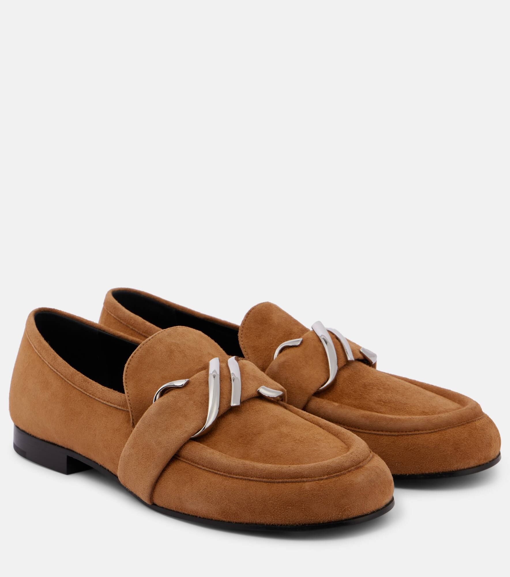 Monogram suede loafers - 1