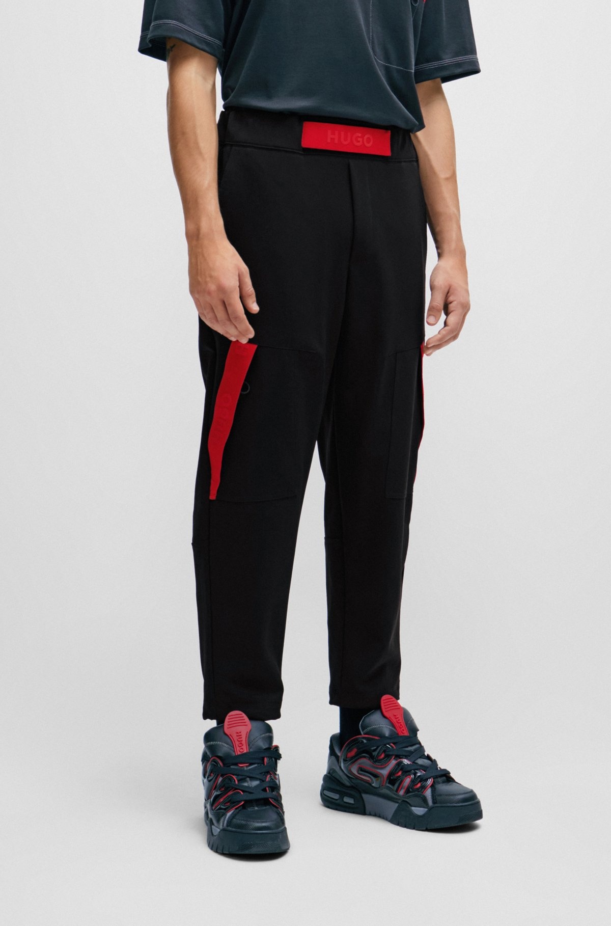 RELAXED-FIT TRACKSUIT BOTTOMS WITH RED LOGO TAPE - 2
