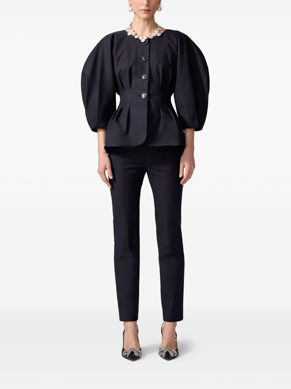 puff-sleeve pleated jacket - 2