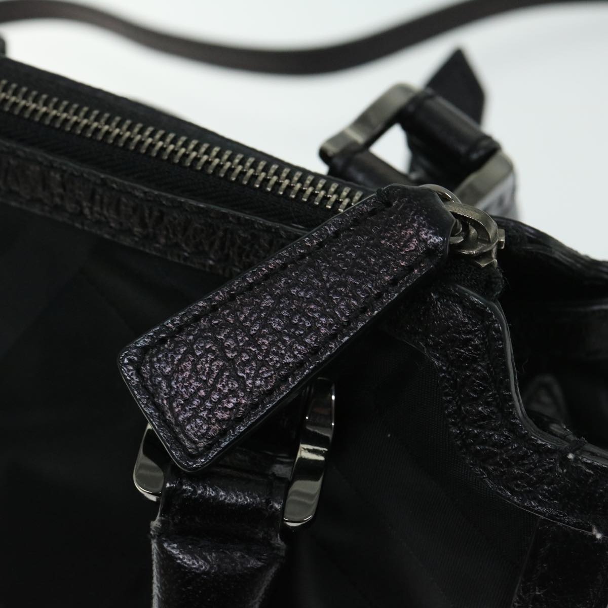 Burberry Hand Bag Nylon Leather Black - 14