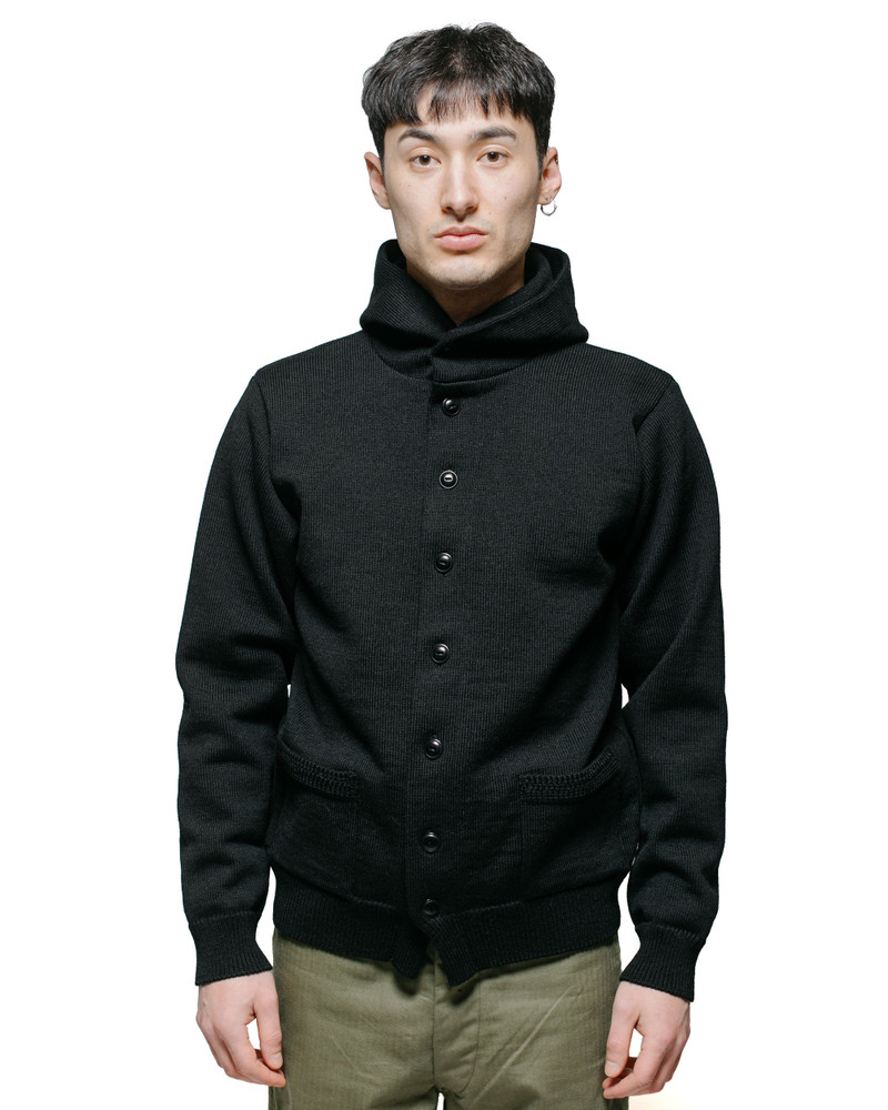 The Real McCoys MC23107 30s Hooded Knit Sweater Black outlook