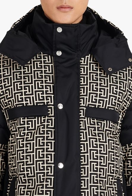 Balmain x Rossignol - Ivory and black nylon quilted coat with Balmain monogram - 8