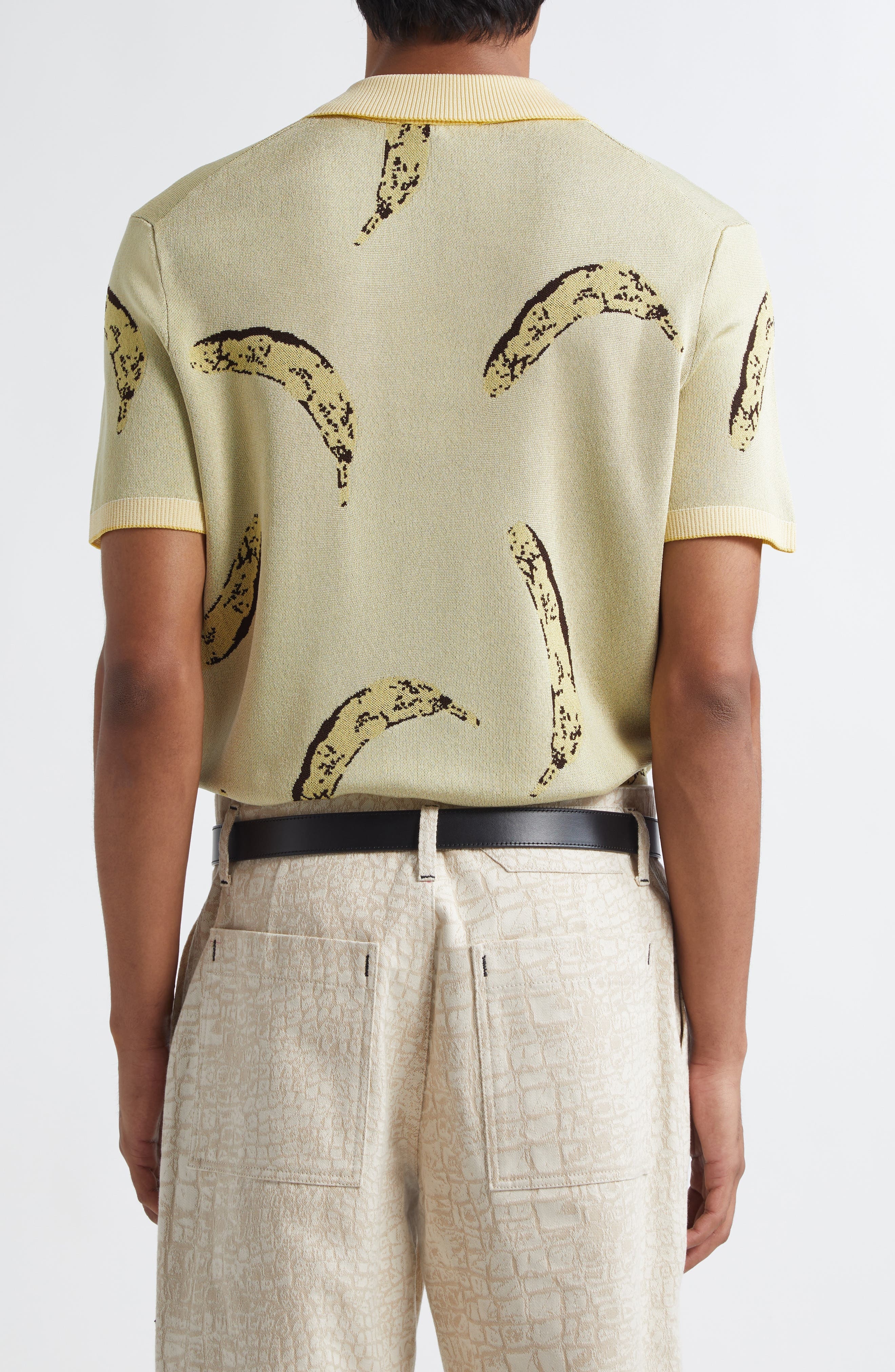 Jacquemus Le Polo Marino Jacquard Polo in Banana Jacquard Yellow at Nordstrom - 3