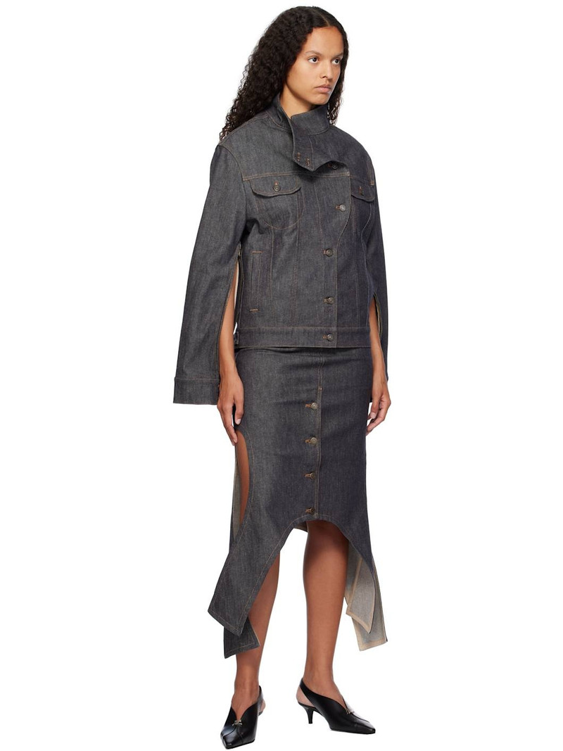 courrèges Gray Reversed Denim Midi Skirt outlook