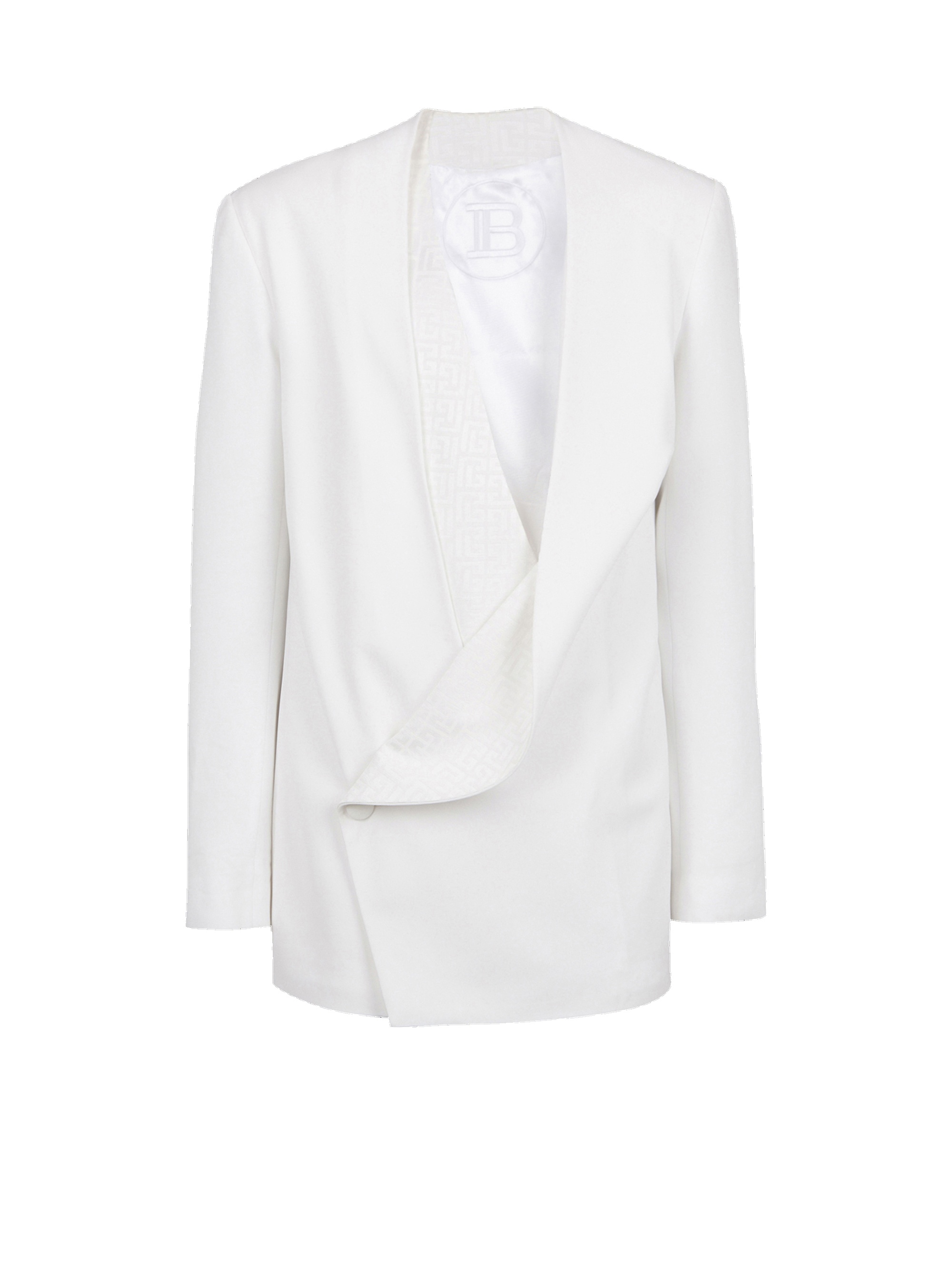 Satin kimono blazer with Balmain monogram - 1