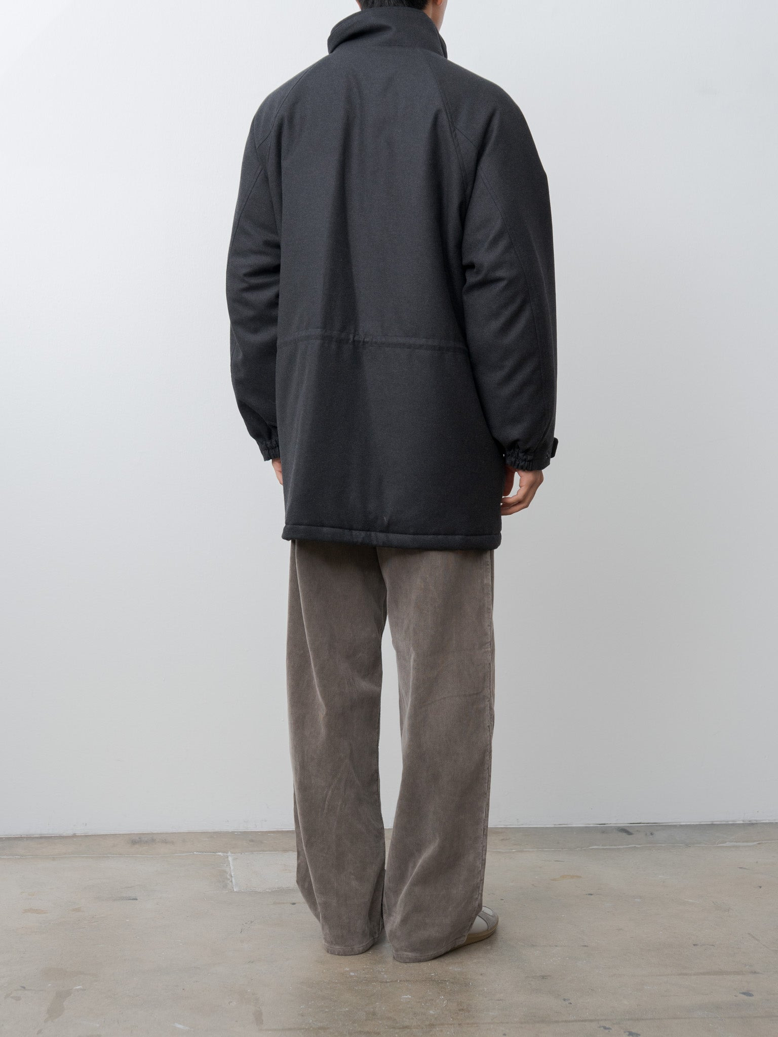 Wool Fulling Flannel Padded Over Blouson - Top Charcoal - 5
