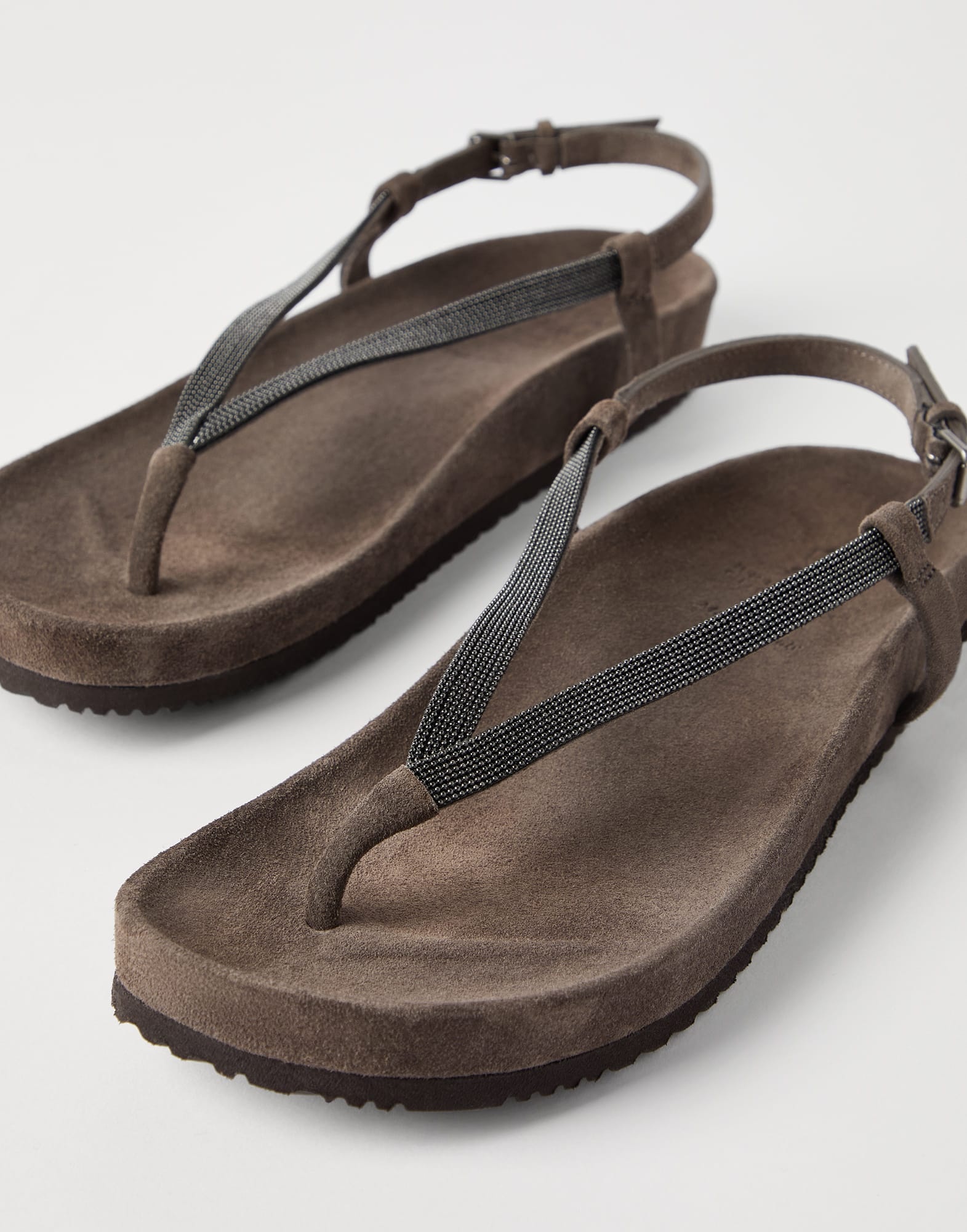 Suede sandals with precious strap - 3