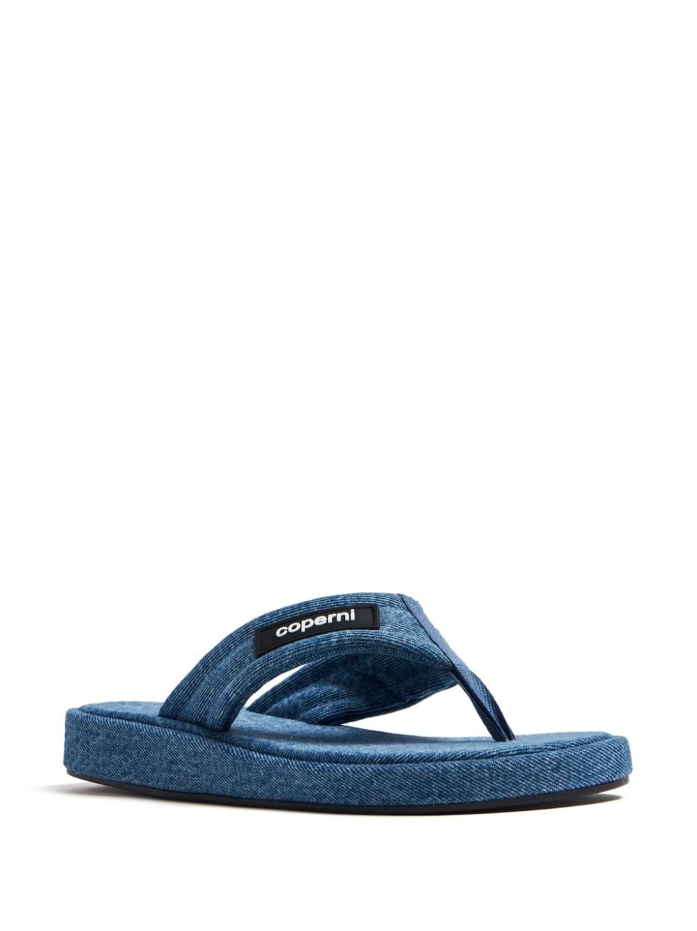 logo-appliquÃ© denim flip-flops - 2