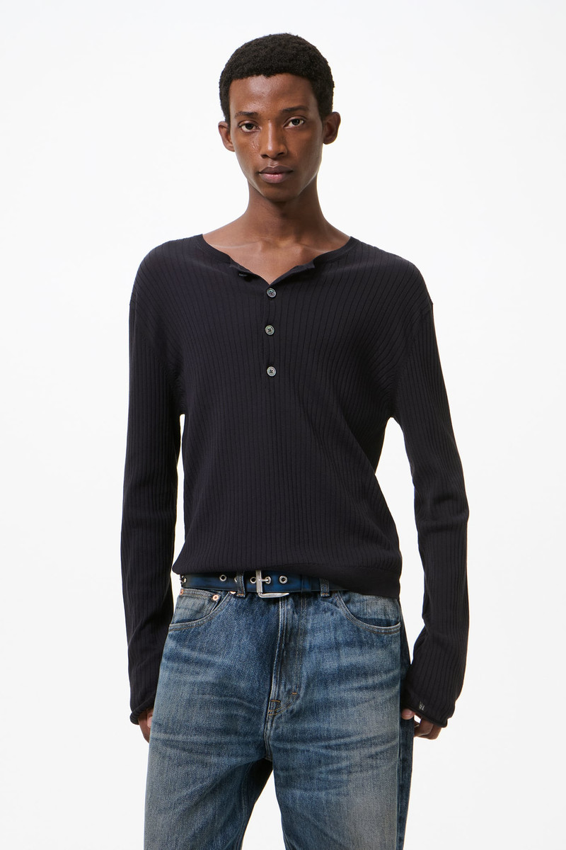 Fine Henley Noble Navy Cotton Crepe 3