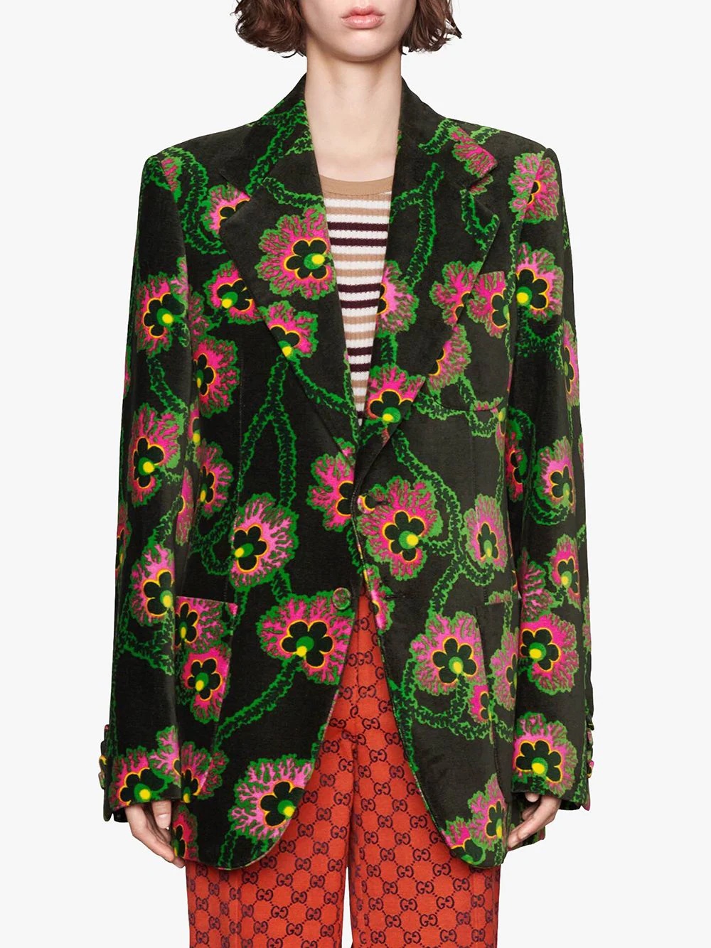 x Ken Scott floral print velvet jacket - 3