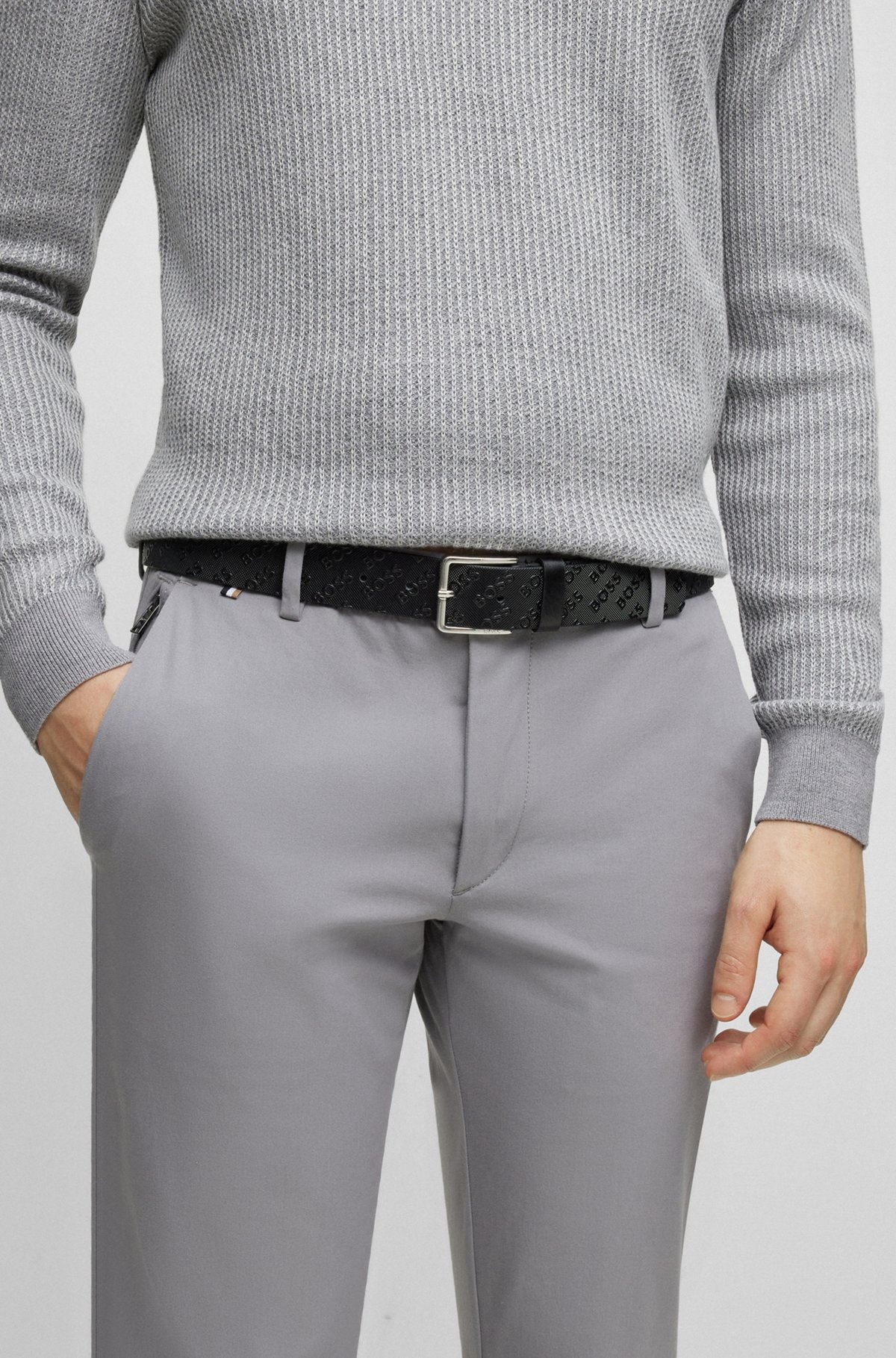 ITALIAN-LEATHER BELT WITH REPEAT-LOGO DETAILS - 2