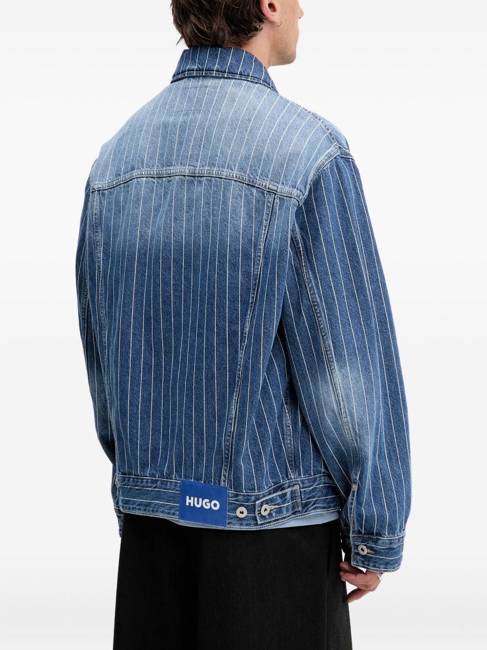 pinstripe denim jacket - 3