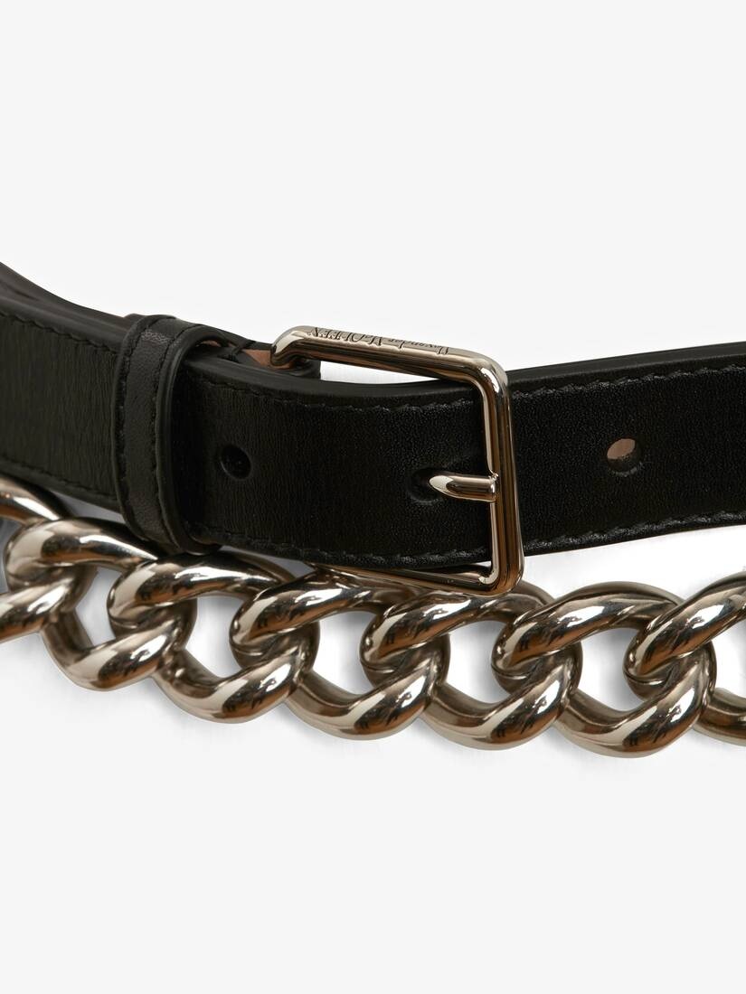 Double Belt With Chain in Black - 3