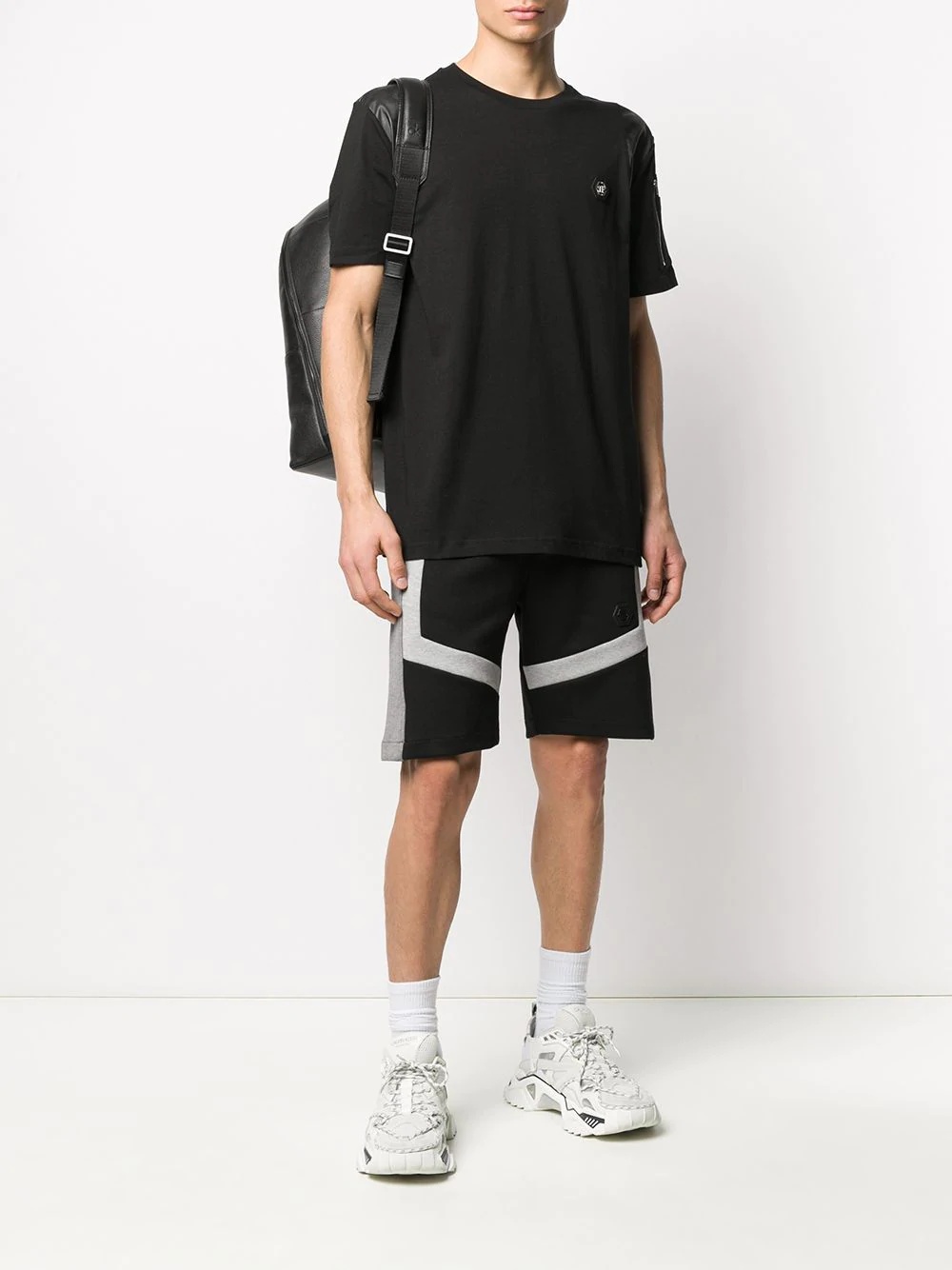 contrasting stripe track shorts - 2