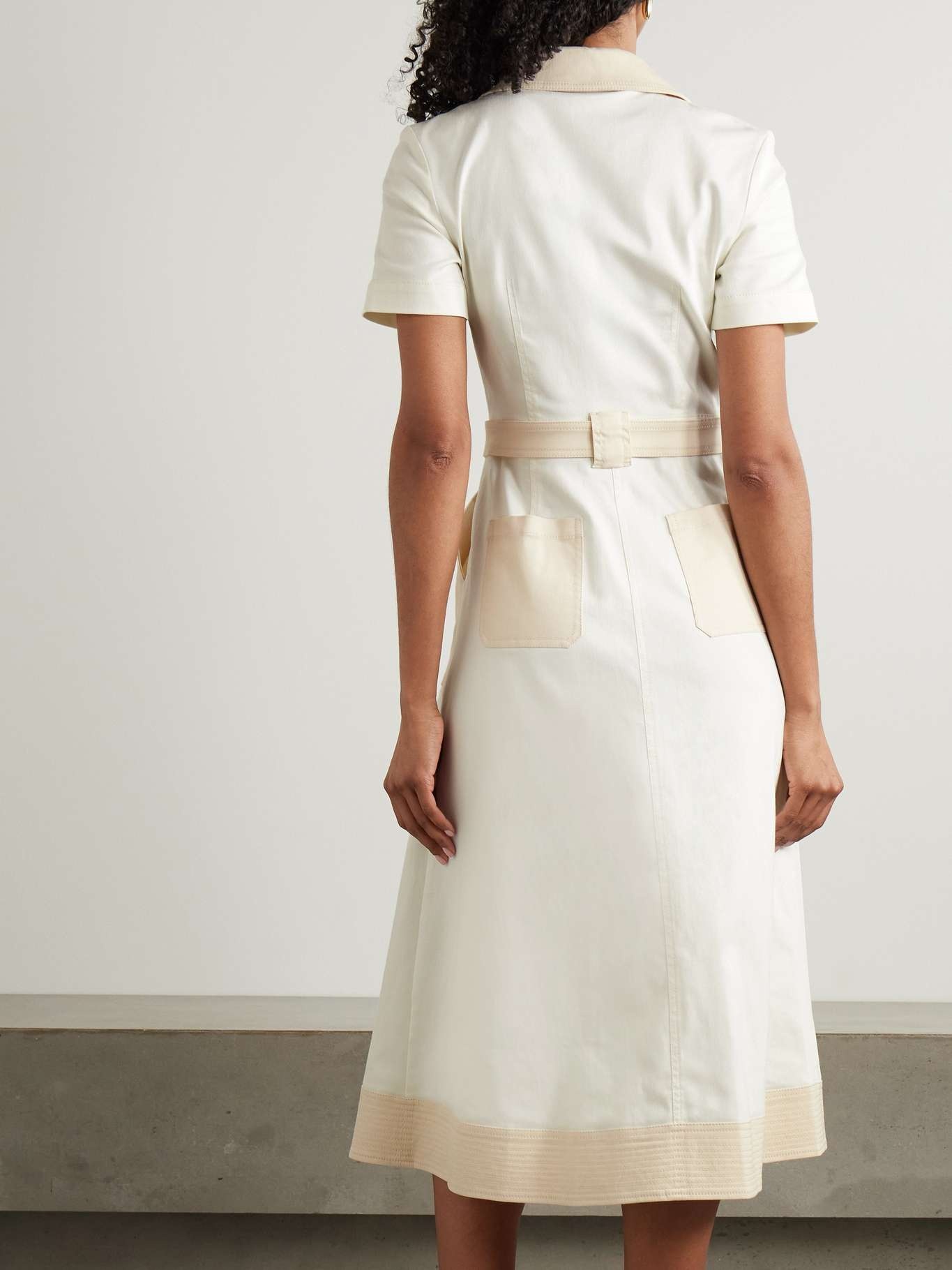 Hanover cotton-blend twill shirt dress Ivory - 3