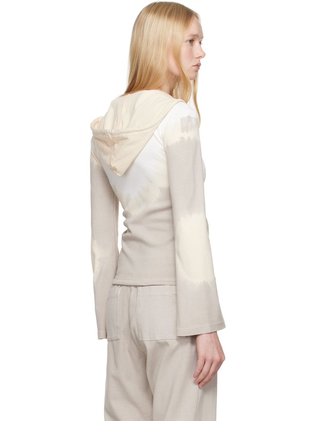 Gray & Off-White Interlock Cotton Jersey Hoodie - 3