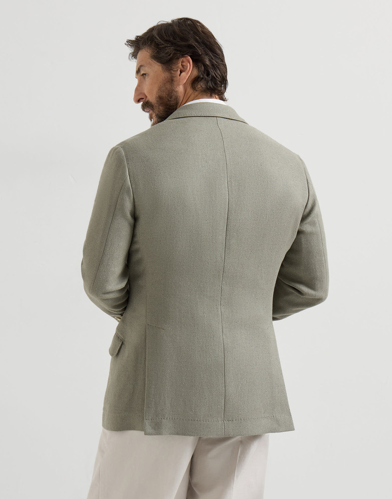 Brunello Cucinelli Silk, linen and wool hopsack deconstructed Cavallo blazer outlook