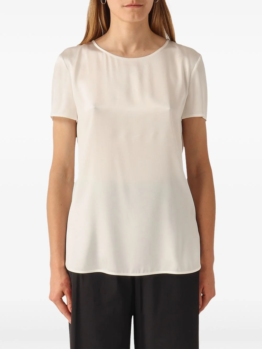 satin-finish short-sleeve top - 1