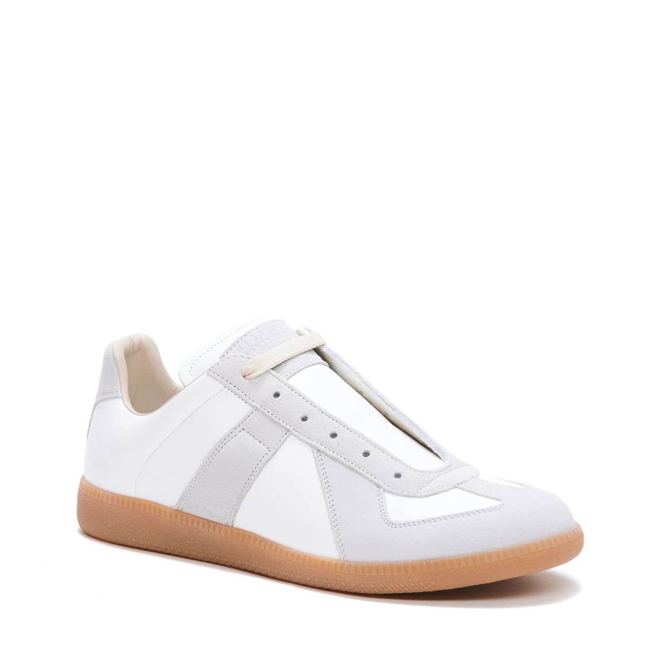 white and grey leather replica sneakers - 3
