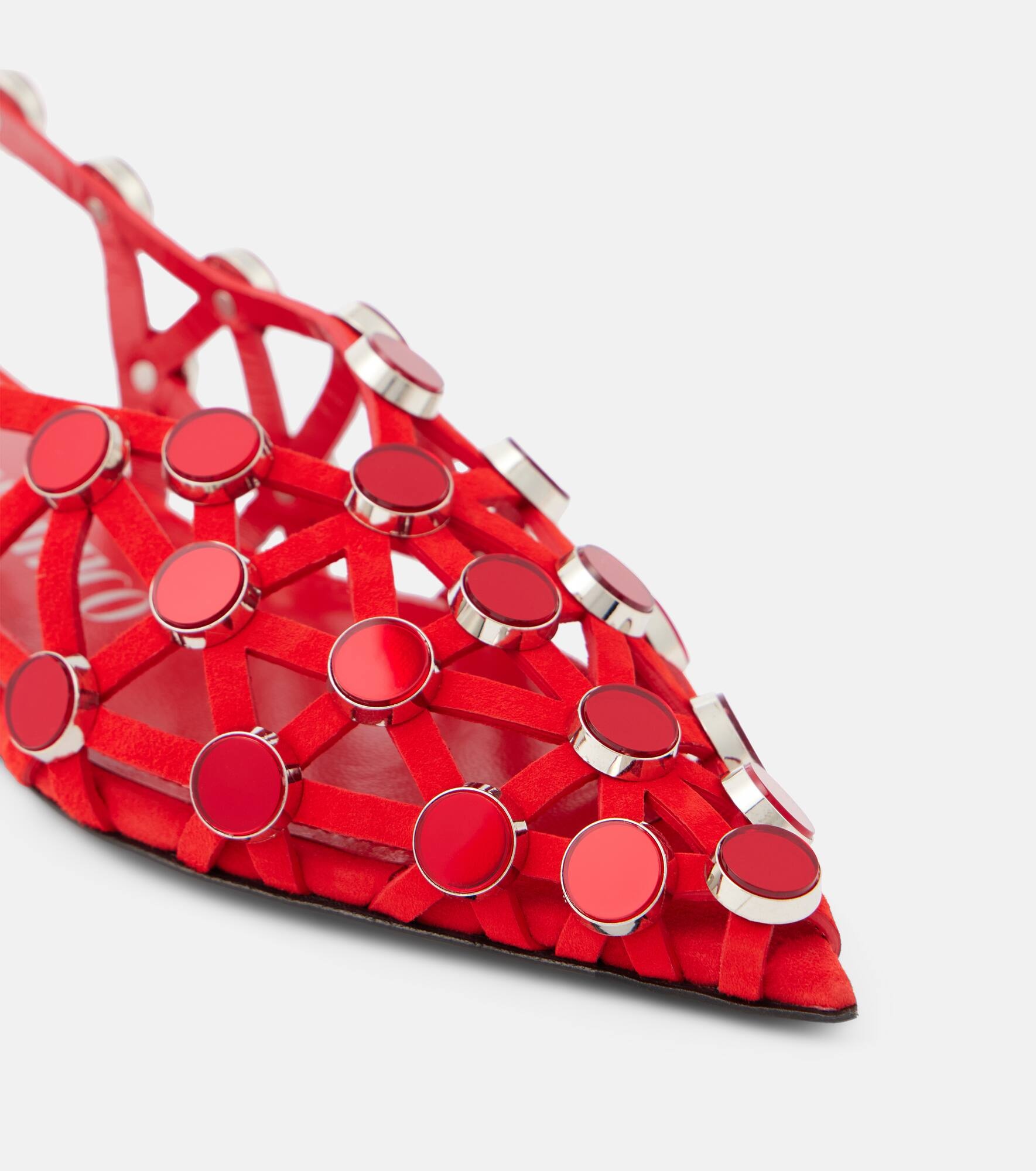 Grid studded leather ballet flats - 6