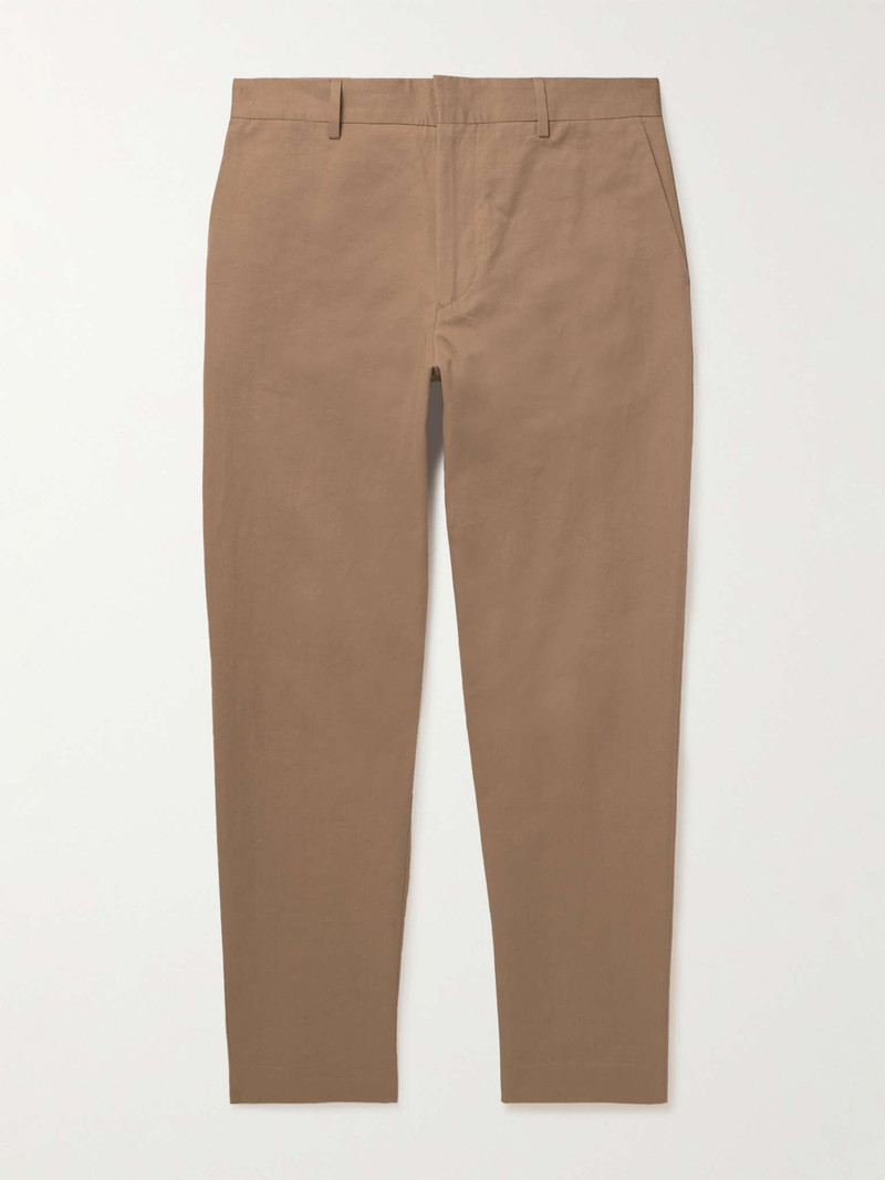 Straight-Leg Cotton and Linen-Blend Trousers - 1