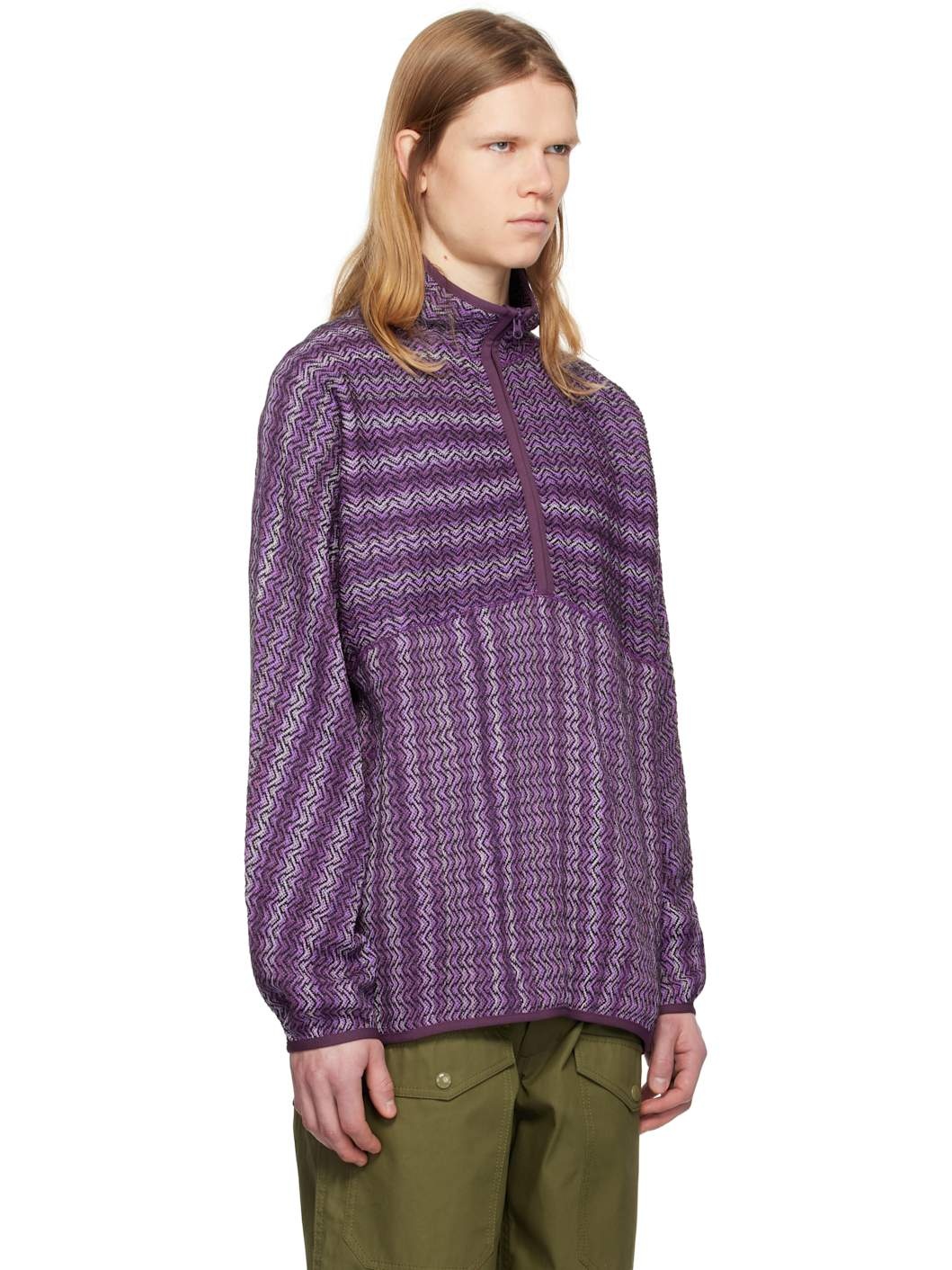 Purple Mosley Inlay Popover Sweater - 2