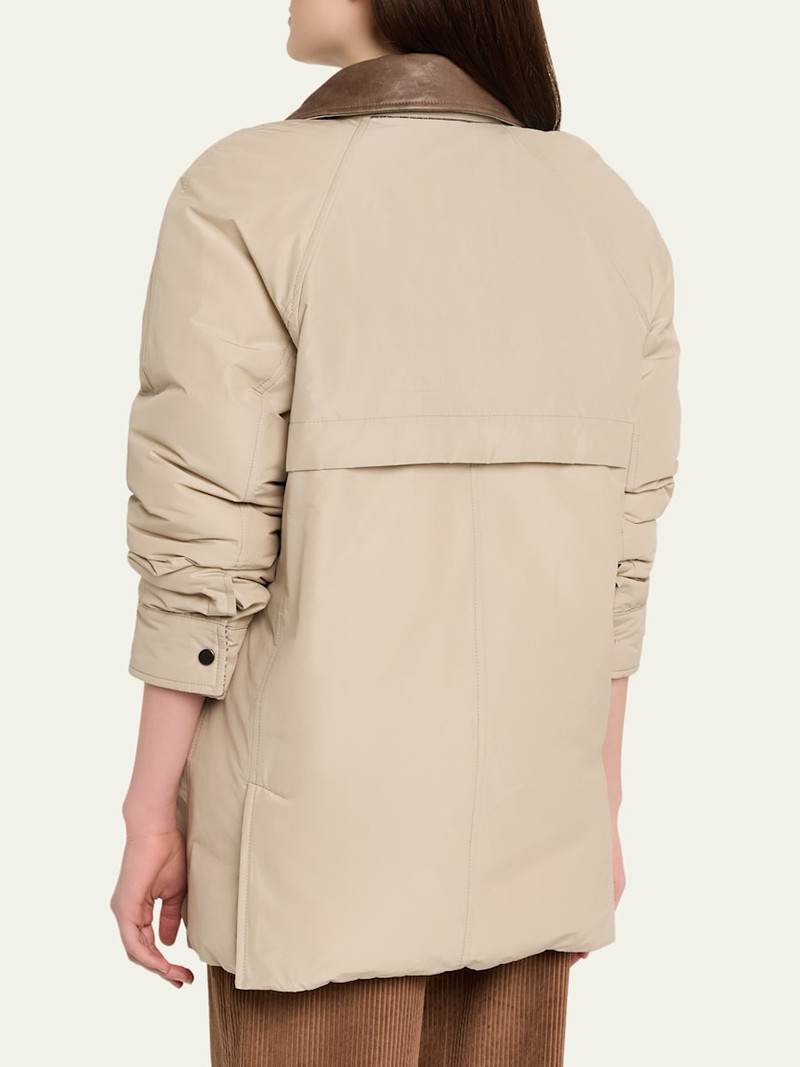 Leather-Collar Padded Cotton Techno Car Coat 3