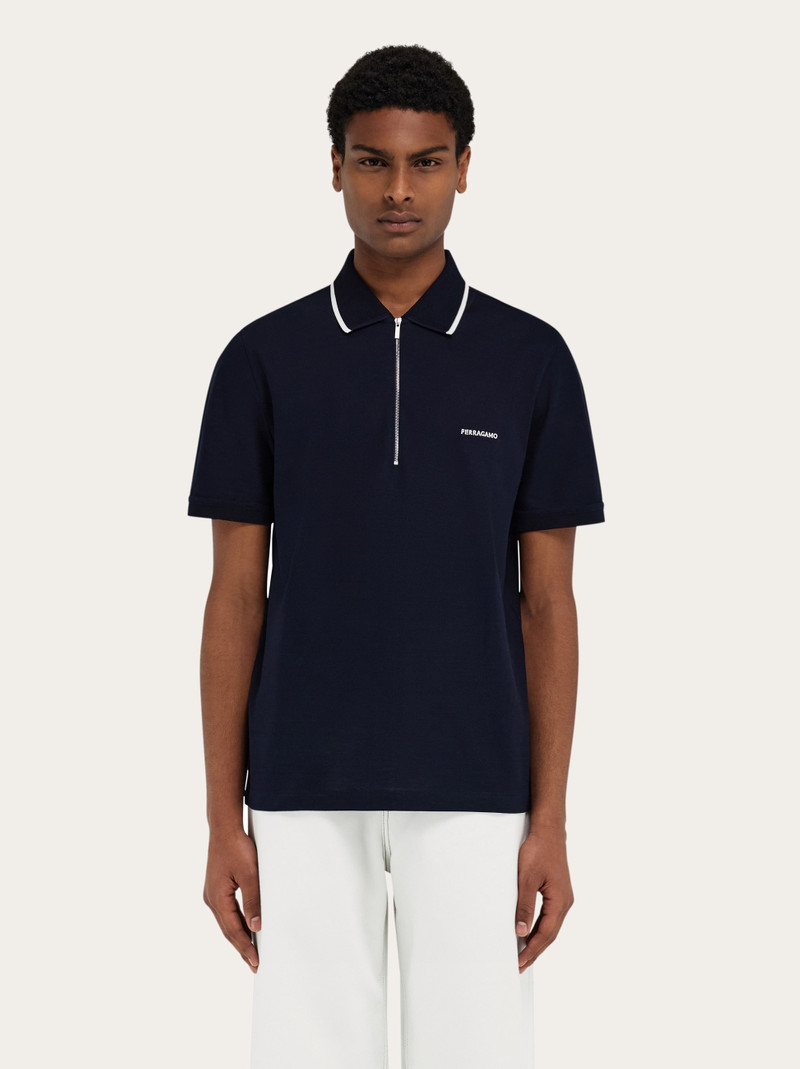 FERRAGAMO Cotton polo shirt with zip closure outlook