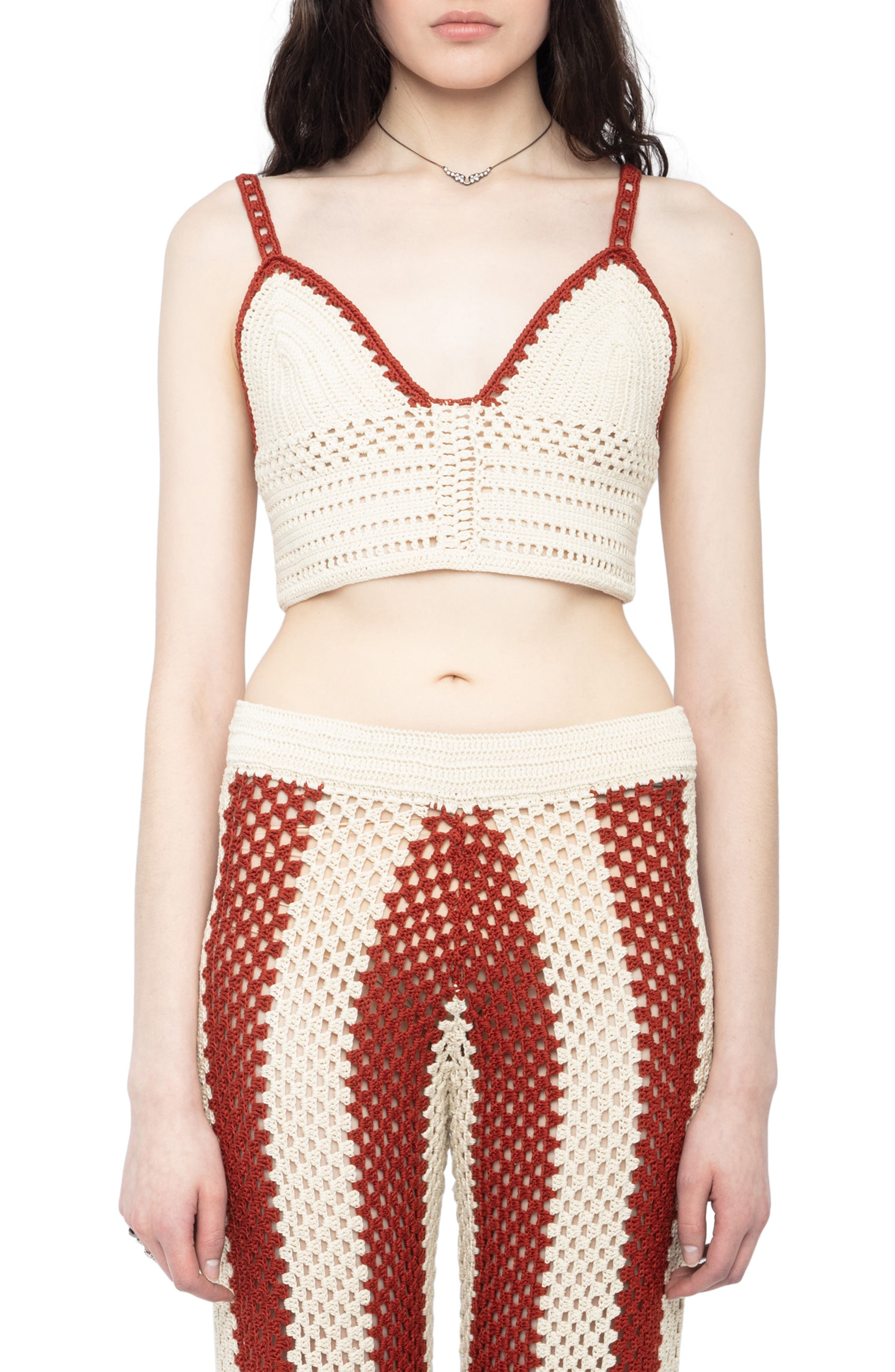 Zadig & Voltaire Taly Crochet Crop Tank in Judo at Nordstrom - 1