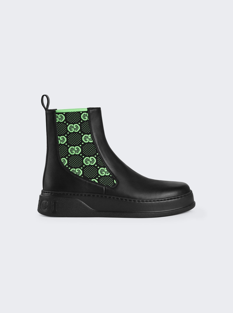 GG Knit Panel Boot Black and Green - 1