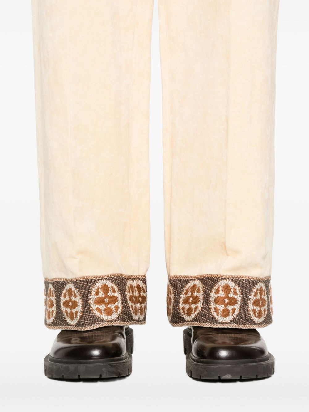 embroidered-cuff trousers - 5