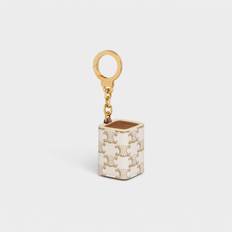 CELINE Miniature Perfume Holder Charm in Triomphe Canvas and calfskin outlook