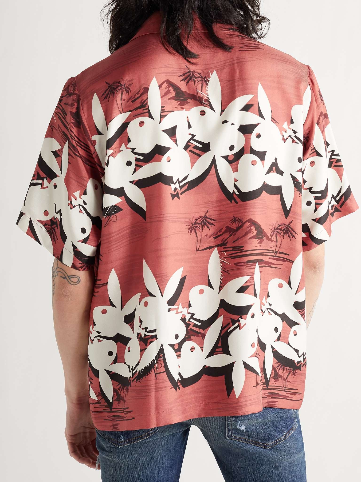 + Playboy Camp-Collar Printed Silk-Twill Shirt - 4