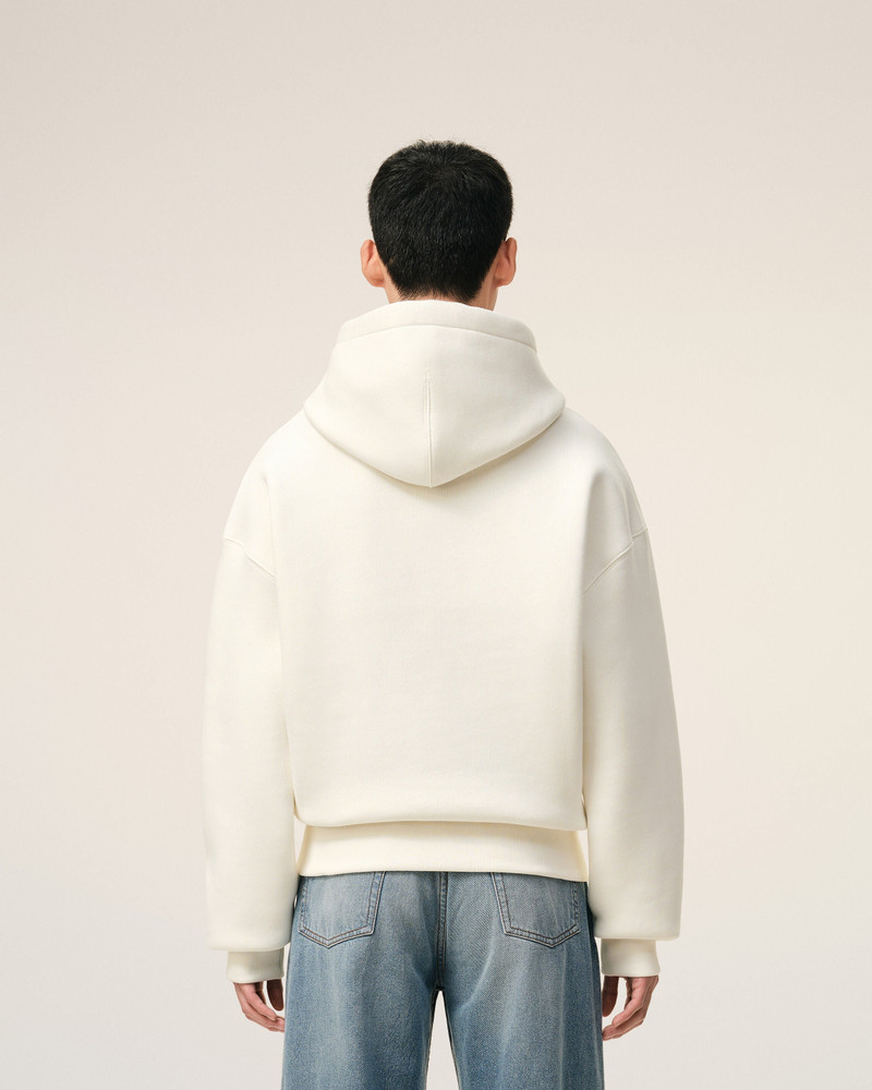 WHITE COTTON EMBOSSED AMI DE COEUR HOODIE 5