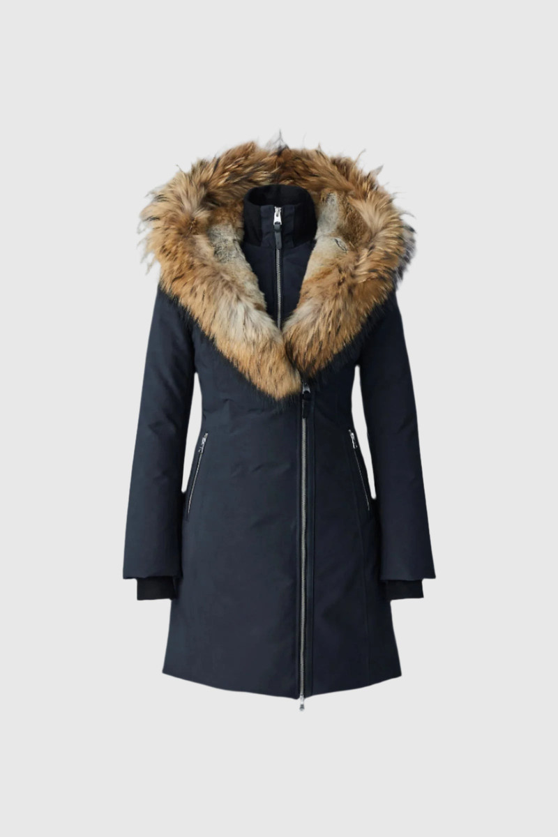 TRISH-F Powder Touch down coat with natural fur Signature Mackage Collar 1