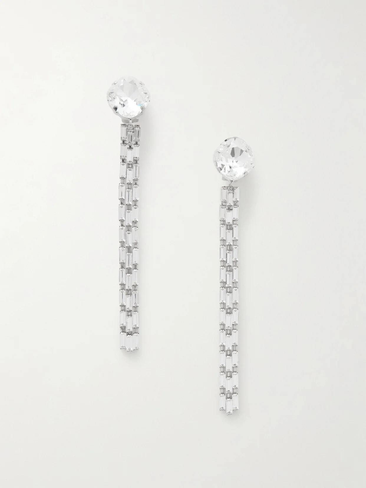 Silver-tone Crystal Clip Earrings - 1