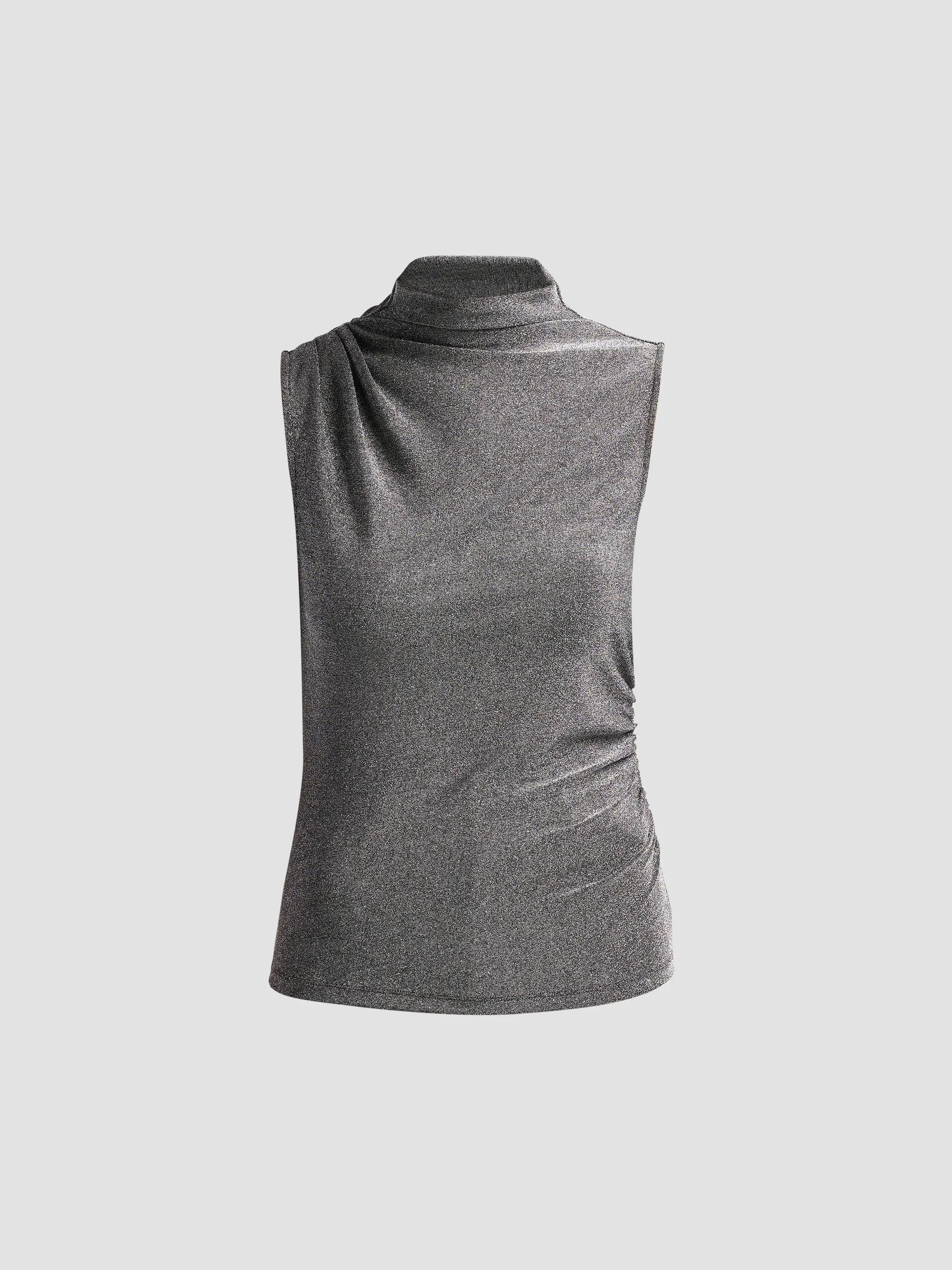 Women's Mylie Gathered Sleeveless Top - Gunmetal - 1