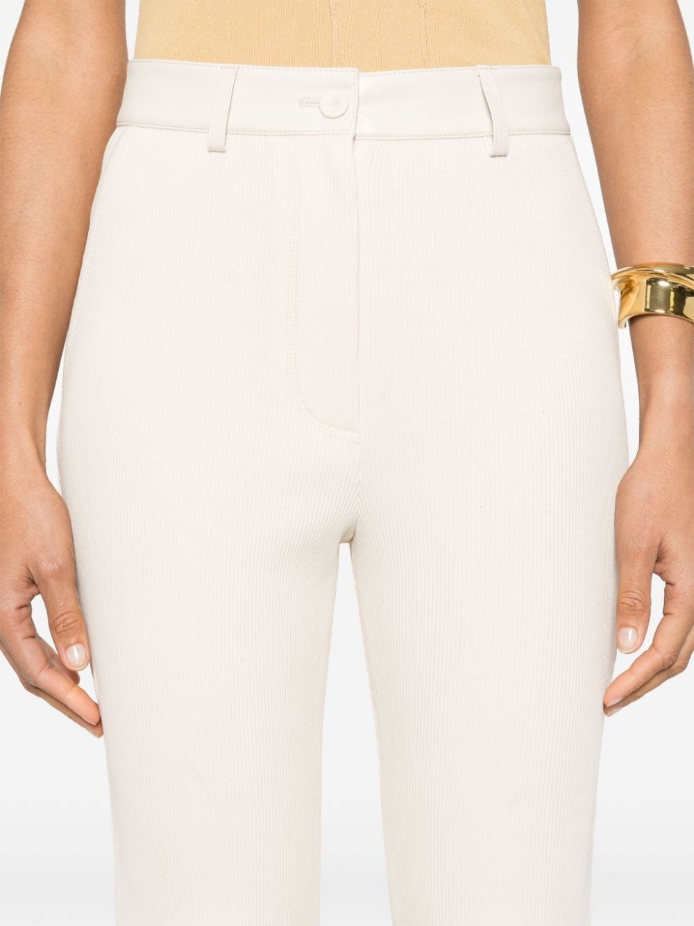 fine-ribbed bootcut trousers - 5