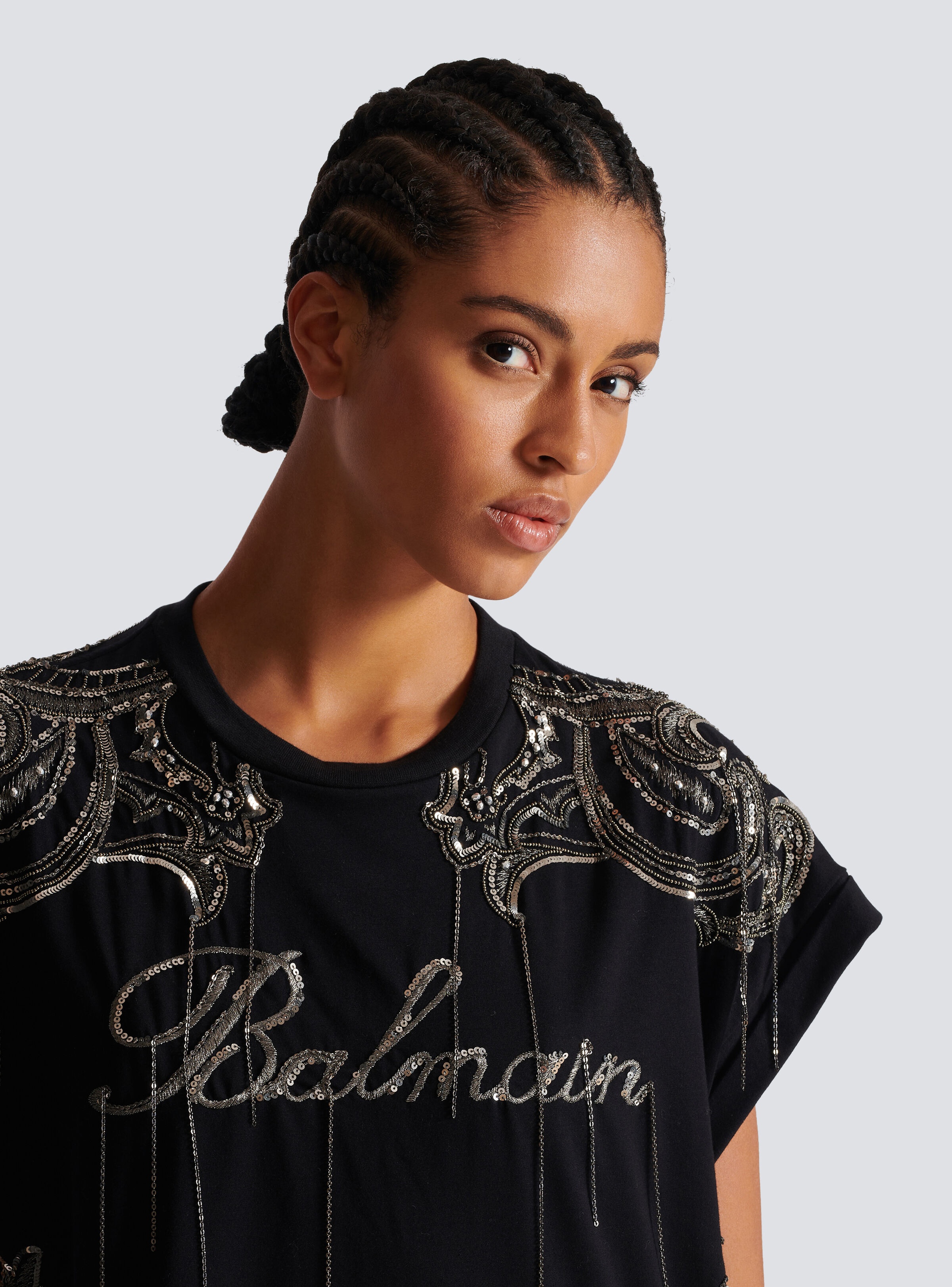Balmain Signature chain embroidered T-shirt dress - 8