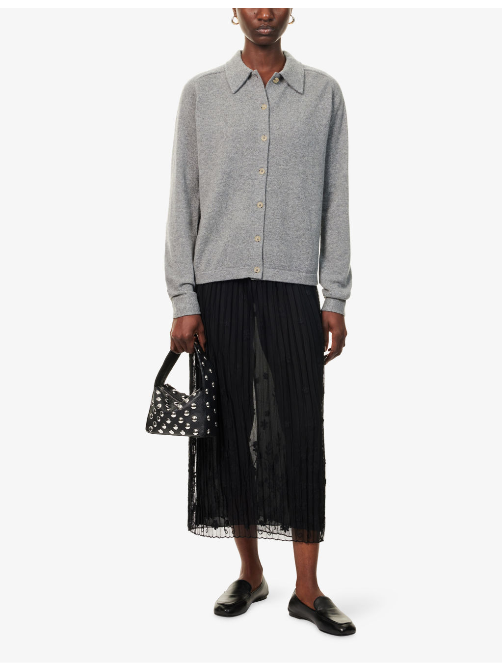 Relaxed-Fit Buttoned-Cuffs Cashmere Cardigan - 2